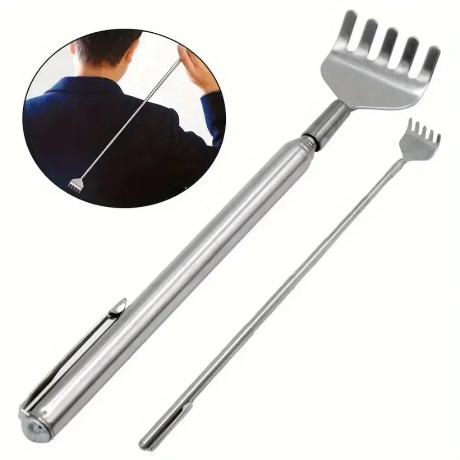 silvery Telescopic Back Scratcher, Portable Extendable Stainless Steel Scratchers for Men Women ,Mothers Gifts,Gifts For Men,G