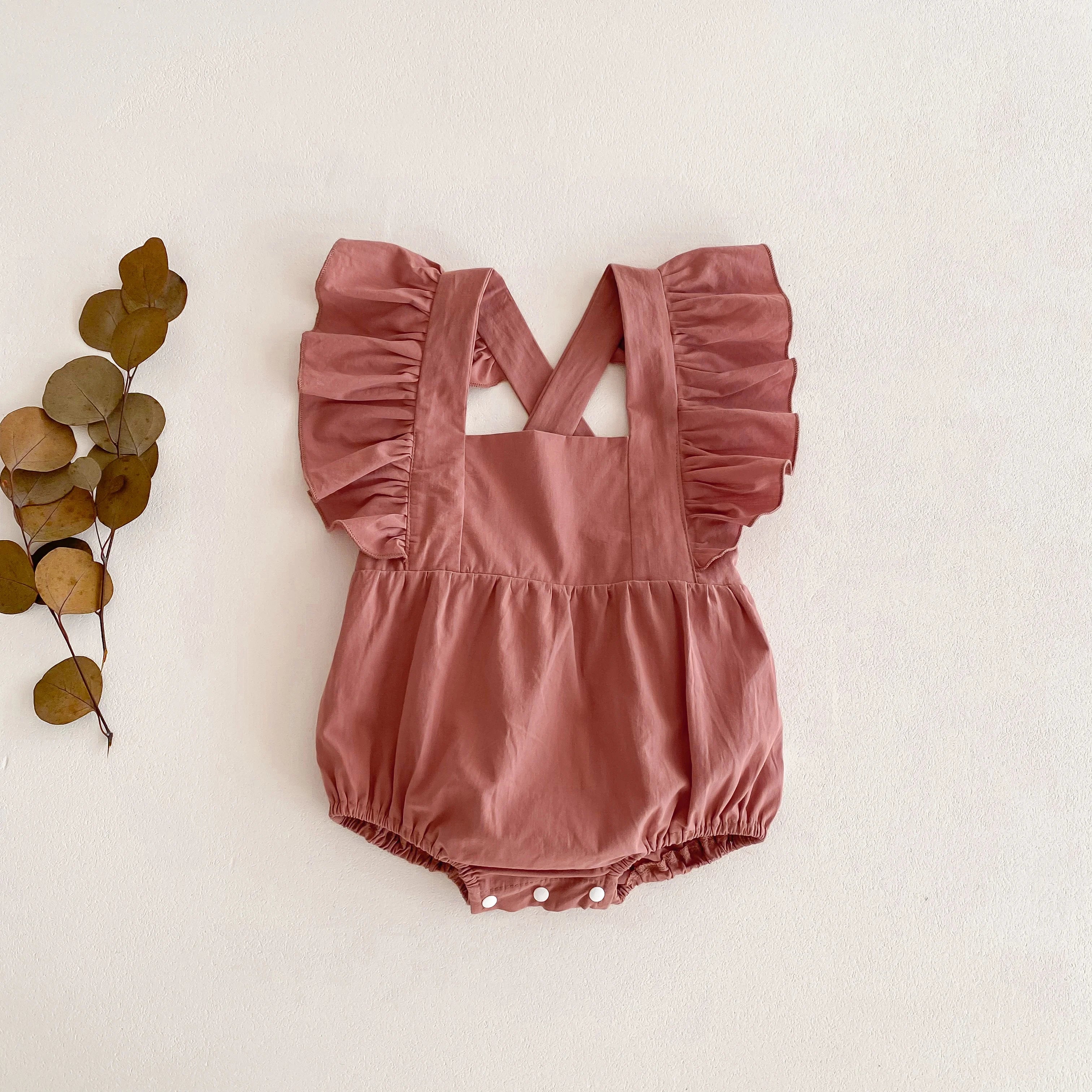 Baby Romper for Girls Solid Cotton Summer Baby Jumpsuit Baby Bodysuit Baby Clothing 0-24 Months