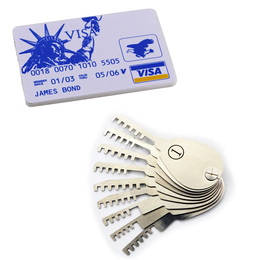 Lockpick Locksmith Tools 5pcs Stainless Steel Tools Hide in James Card,Portable Pocket Hardware Tools