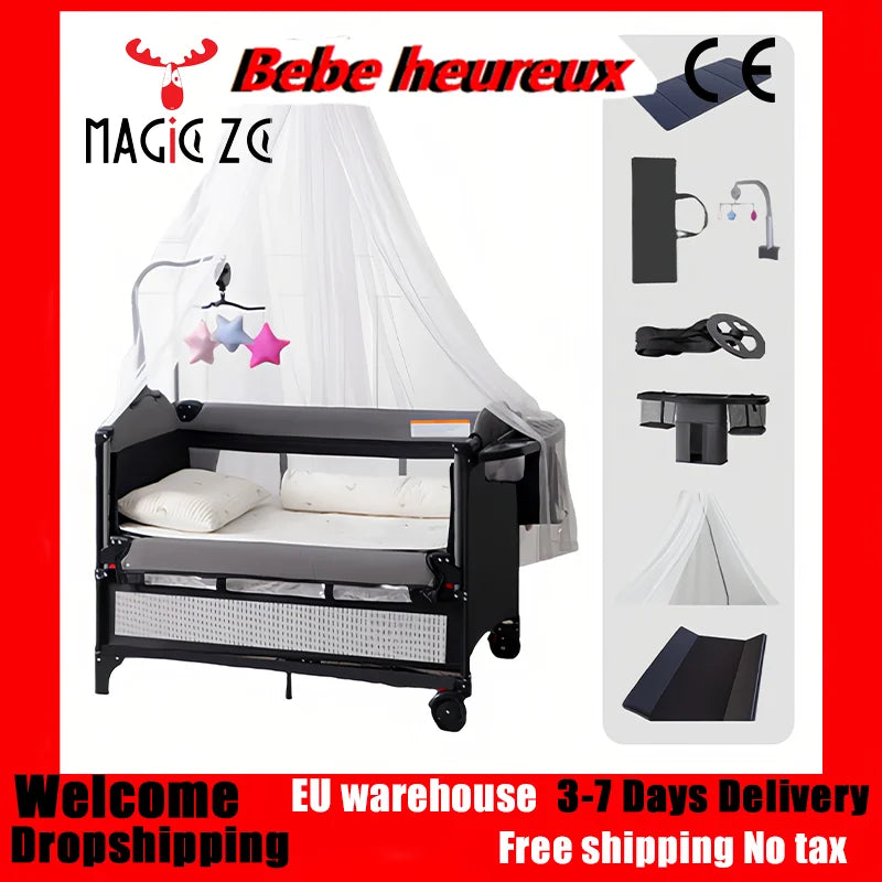 Baby Game Bed Baby Bassinet Bed for Newborn Second Floor Baby Crib Kid's Bed Baby Nest Baby Cradle for Baby Game Baby Cot Baby nest Multifunctional Kids Infant Toddler Children Baby Bed from 0 to 3 years Sleeping bed for Ba
