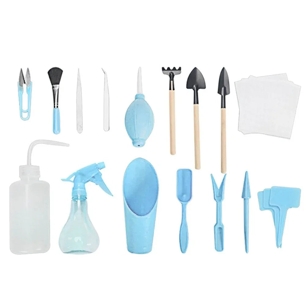 16pcs Transplanting Tools Mini Gardening Tools Kit Mini Fairy Garden Planting Gardening Hand Tools Set Gardening Tools