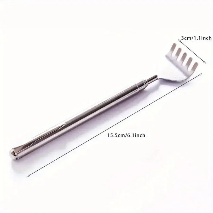 silvery Telescopic Back Scratcher, Portable Extendable Stainless Steel Scratchers for Men Women ,Mothers Gifts,Gifts For Men,G