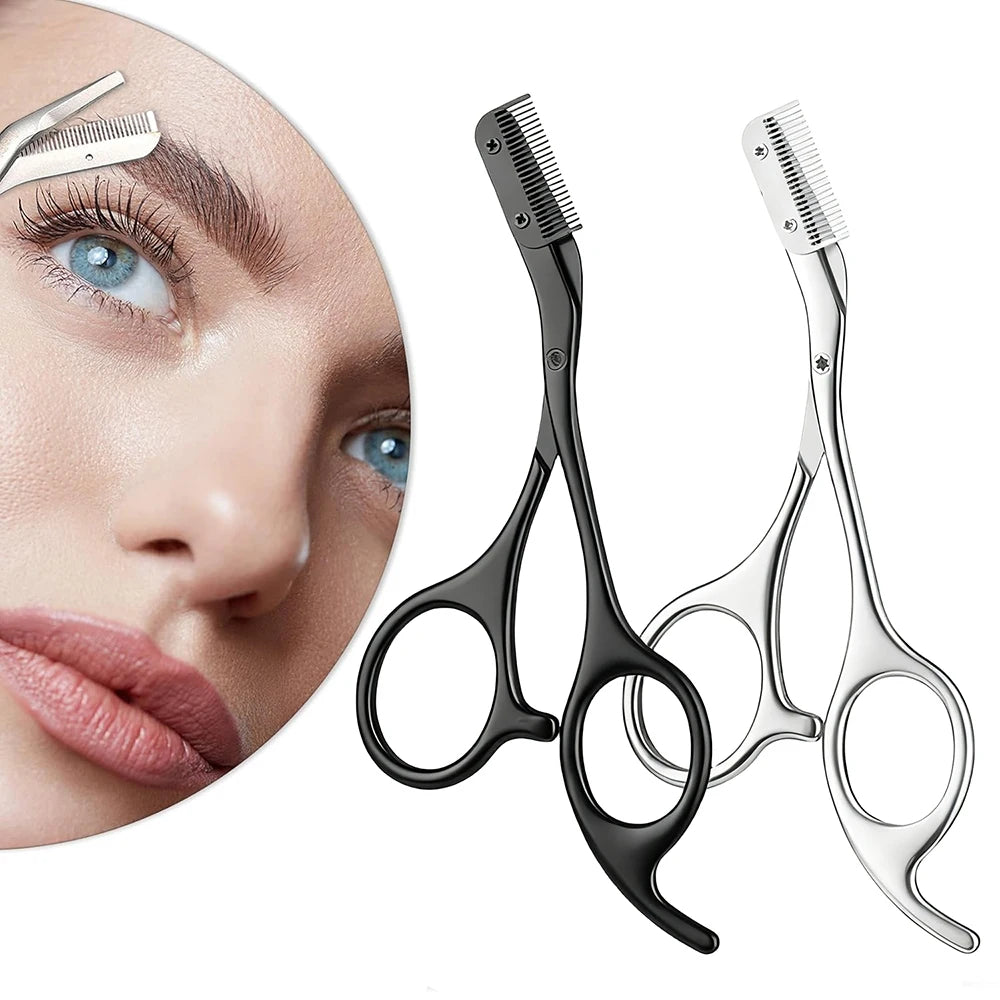 Stainless Steel Eyebrow Trimmer Scissor Beauty Products for Women Eyebrow Scissors with Comb Eyebrow Shaver Makeup Tools