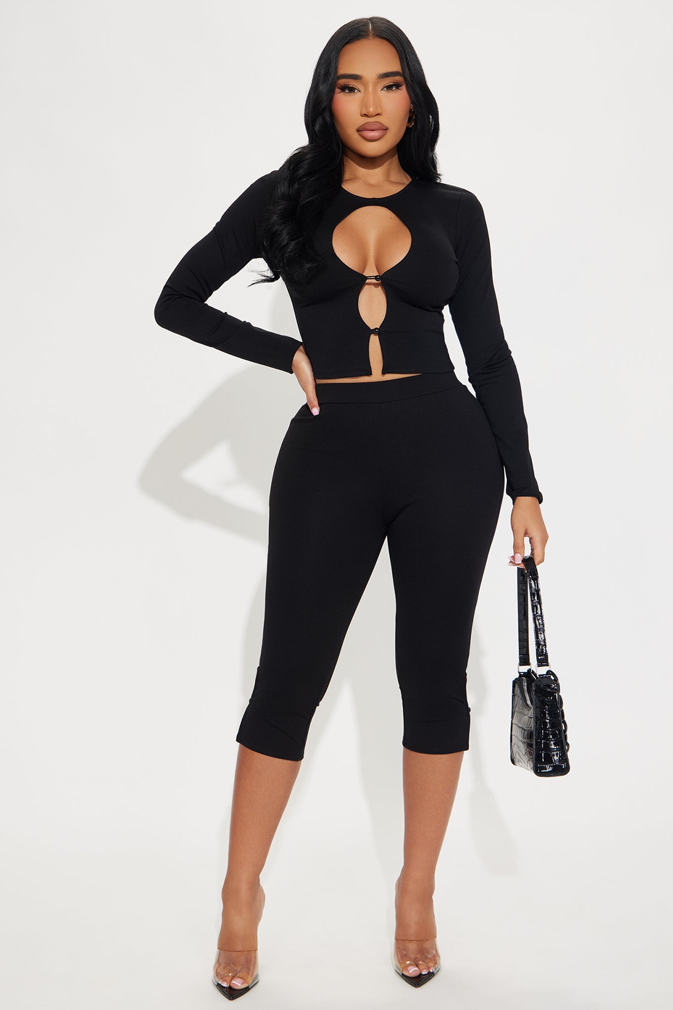 Mia Date Night Capri Pant Set - Black