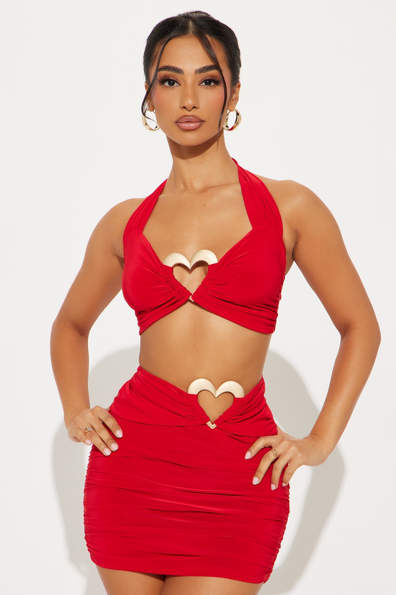 Hearts Desire Mini Skirt Set - Red