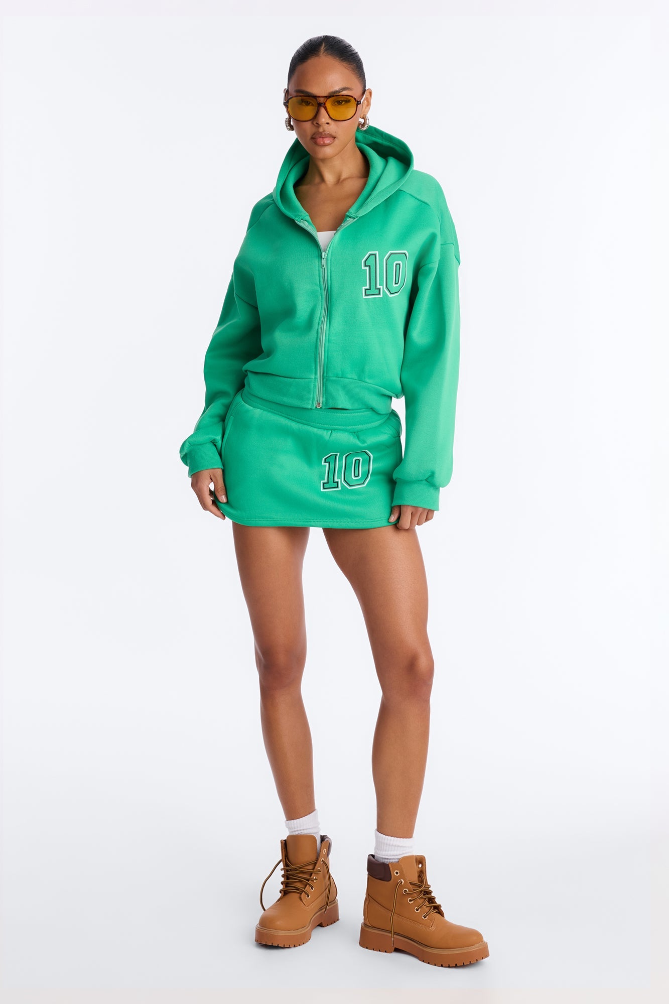 She's A Ten Zip Up Hoodie Mini Skirt Set - Mint