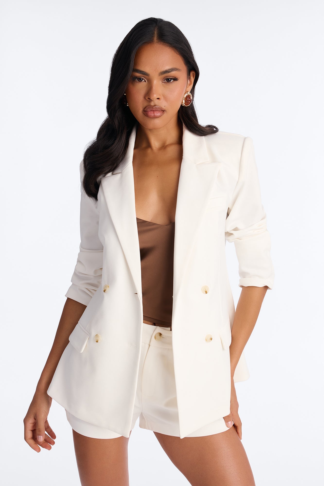 Bright Intentions Blazer Short Set - White