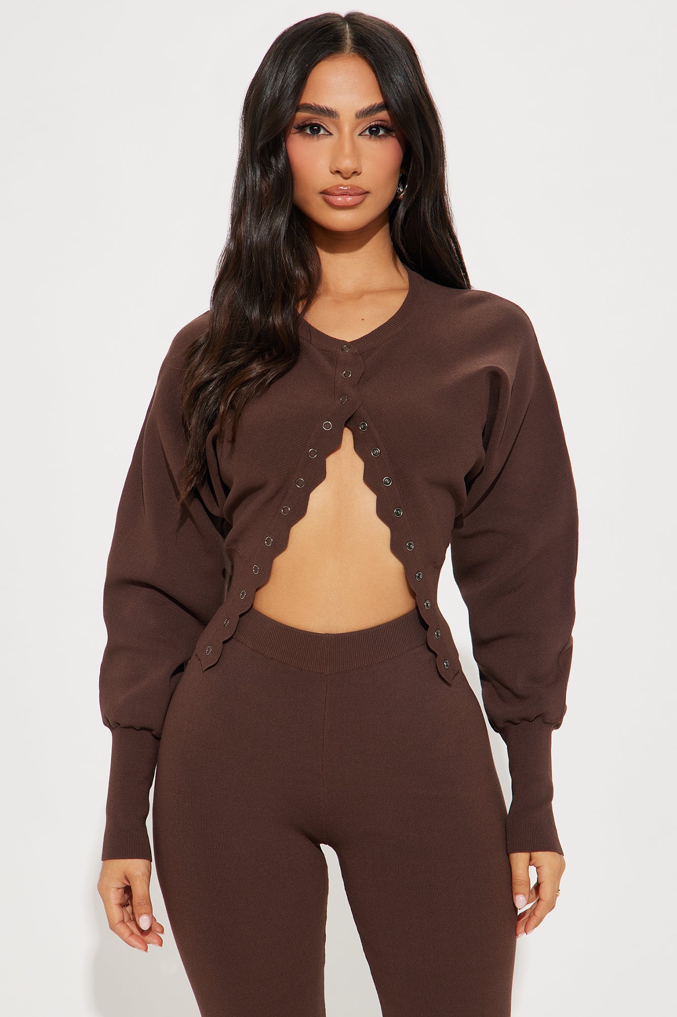 Livia Sweater Capri Set - Chocolate