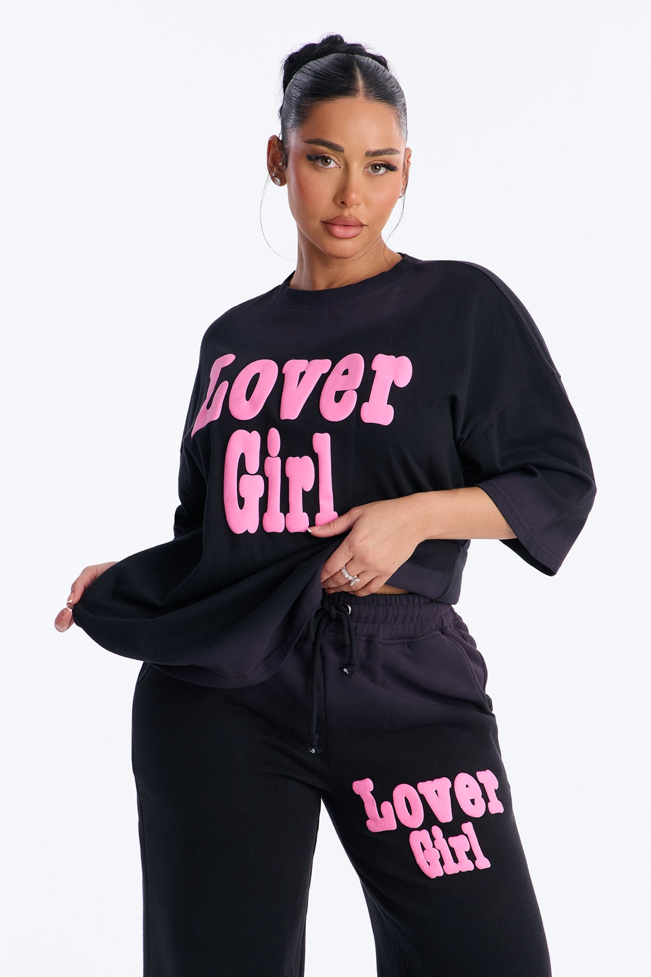 Lover Girl Fleece Sweatsuit Set - Black