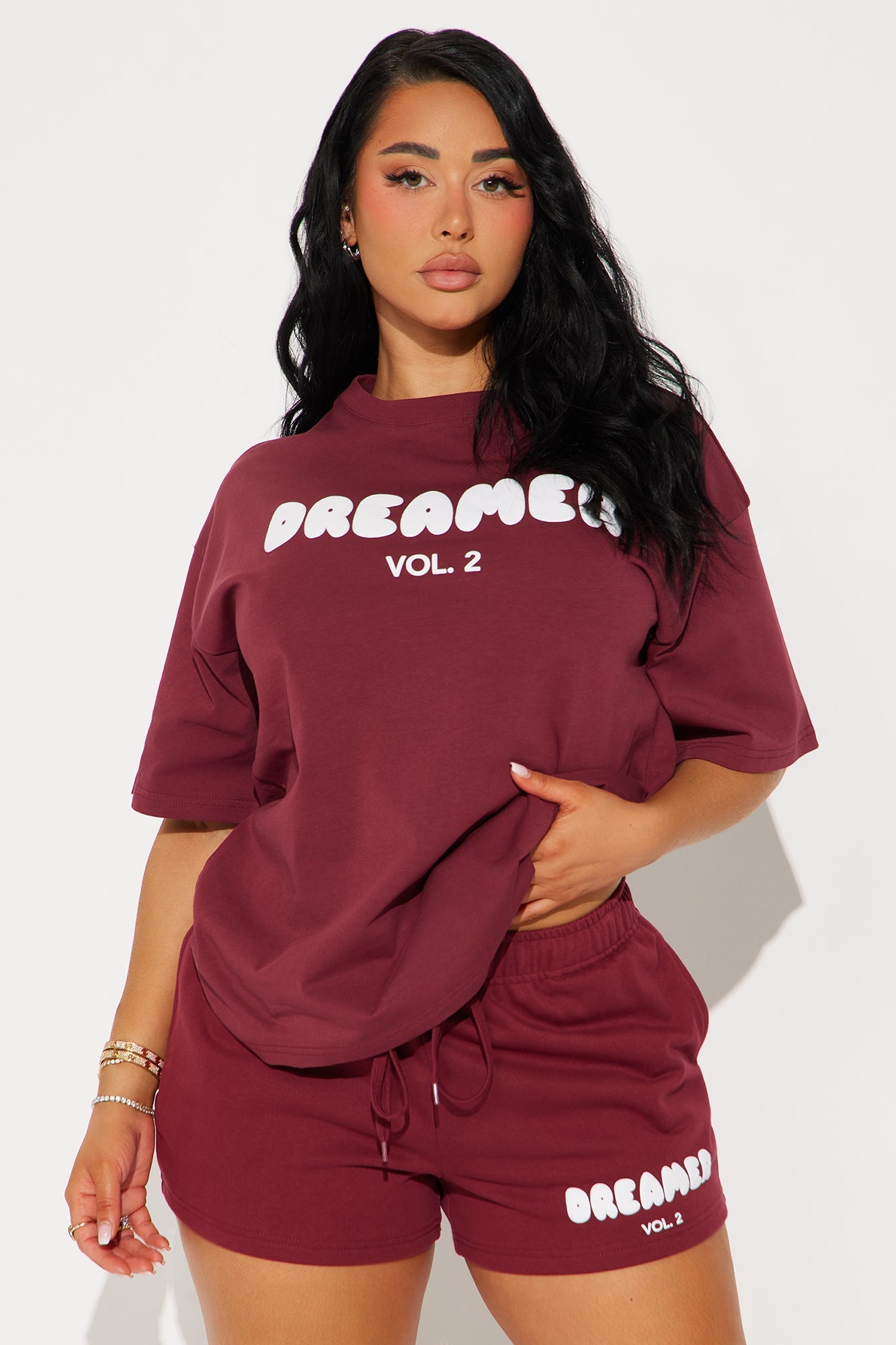 City Of Dreamers Short Set - Burgundy