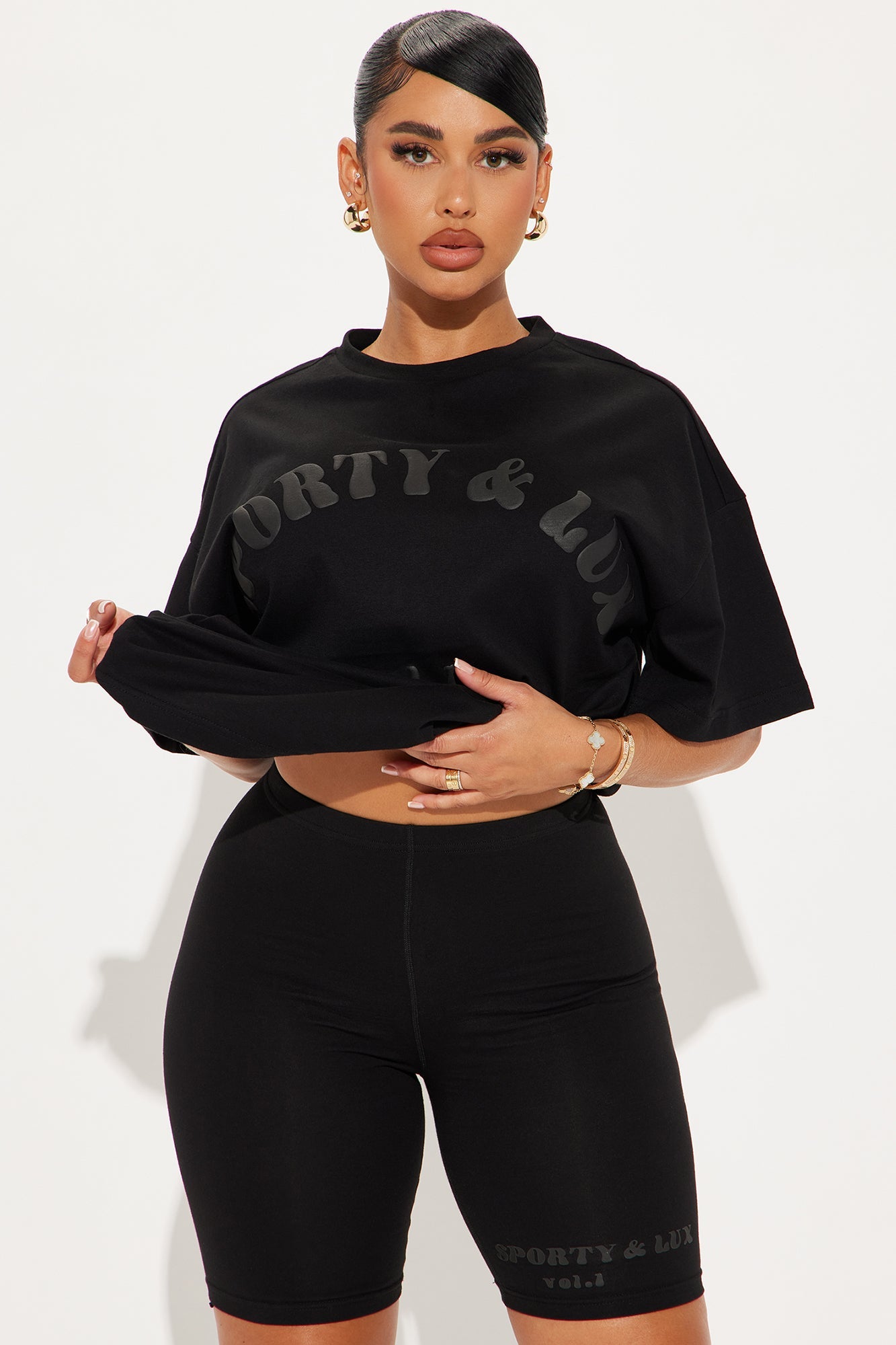 Sporty & Lux Biker Short Set - Black