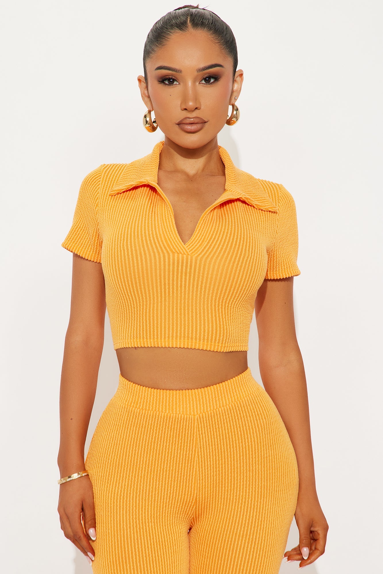 Josie Ribbed Pant Set - Orange