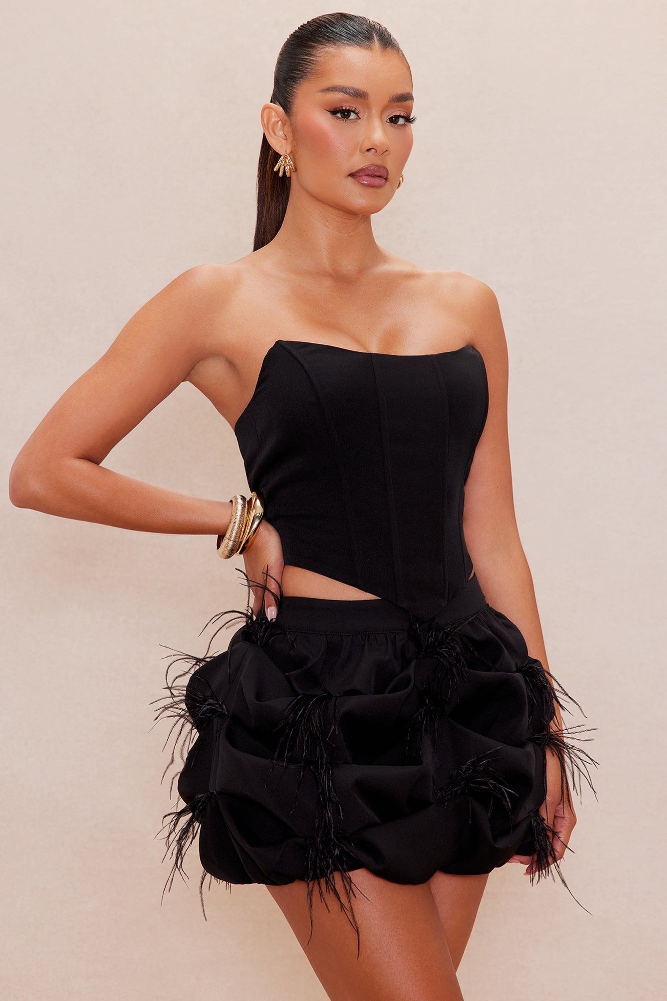 Chloe Corset Mini Skirt Set - Black