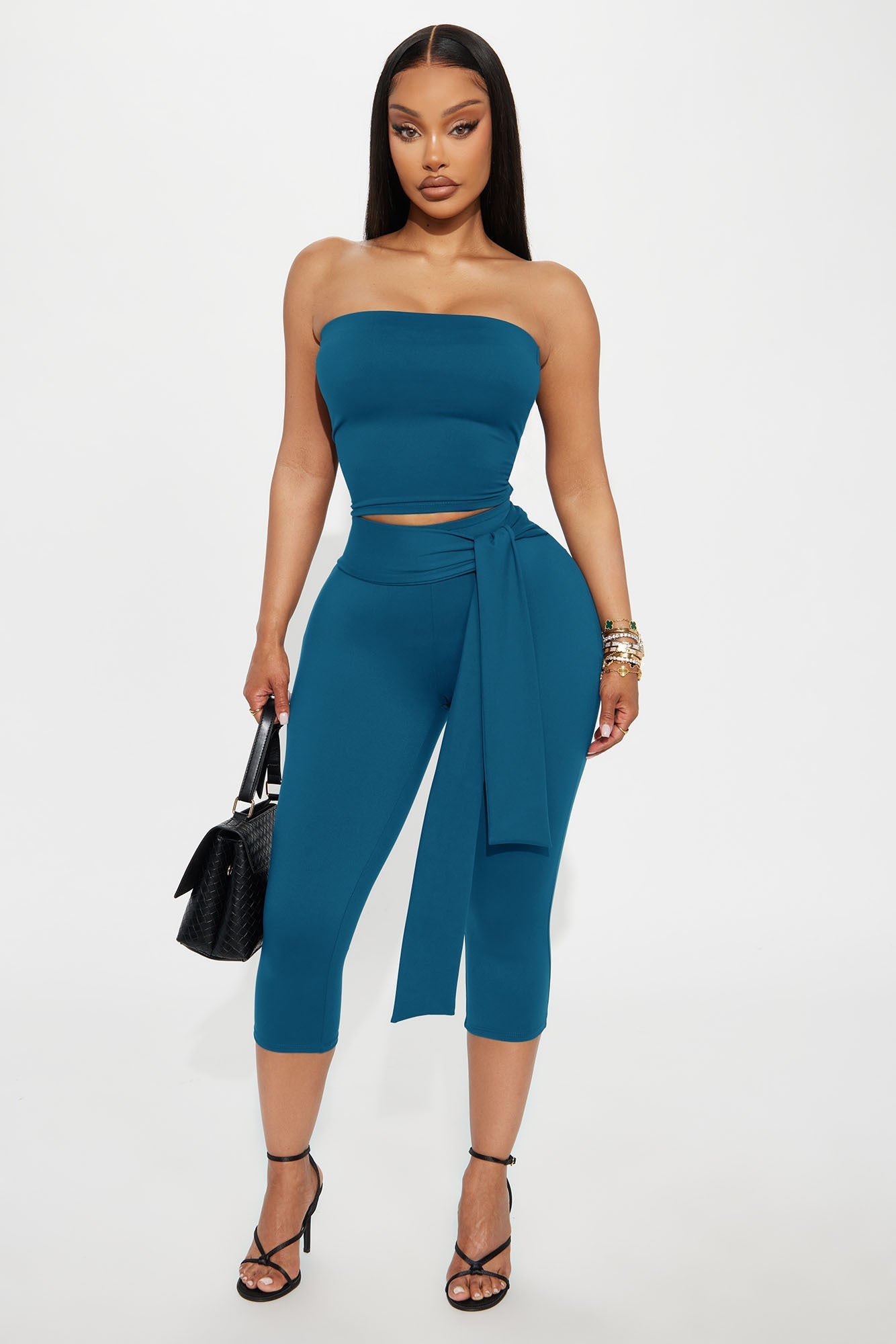 Knot Your Babe Capri Set - Teal