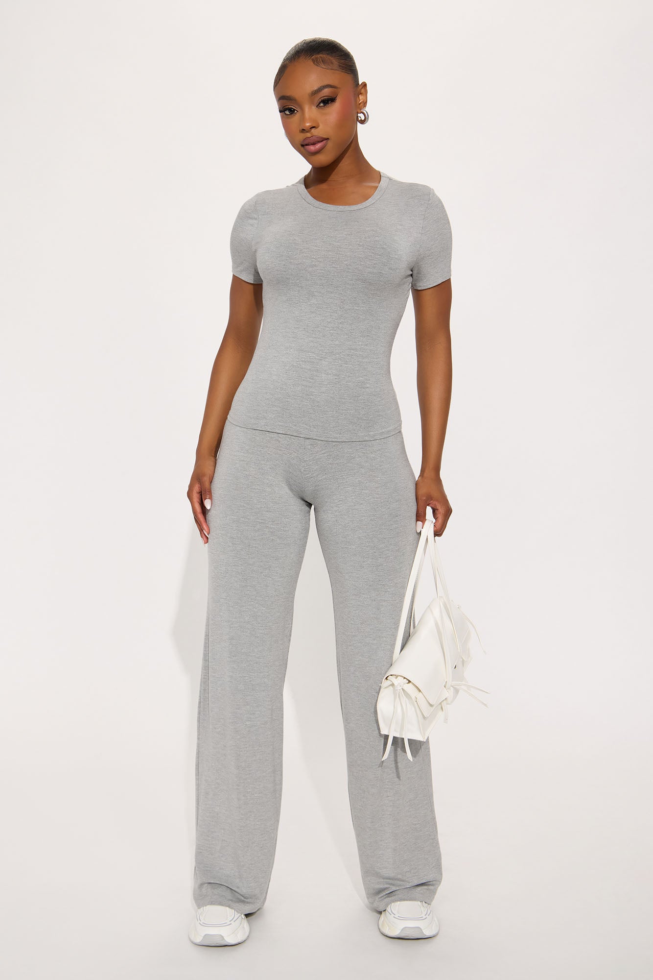 In My Best Mood Low Rise Pant Set - Heather Grey