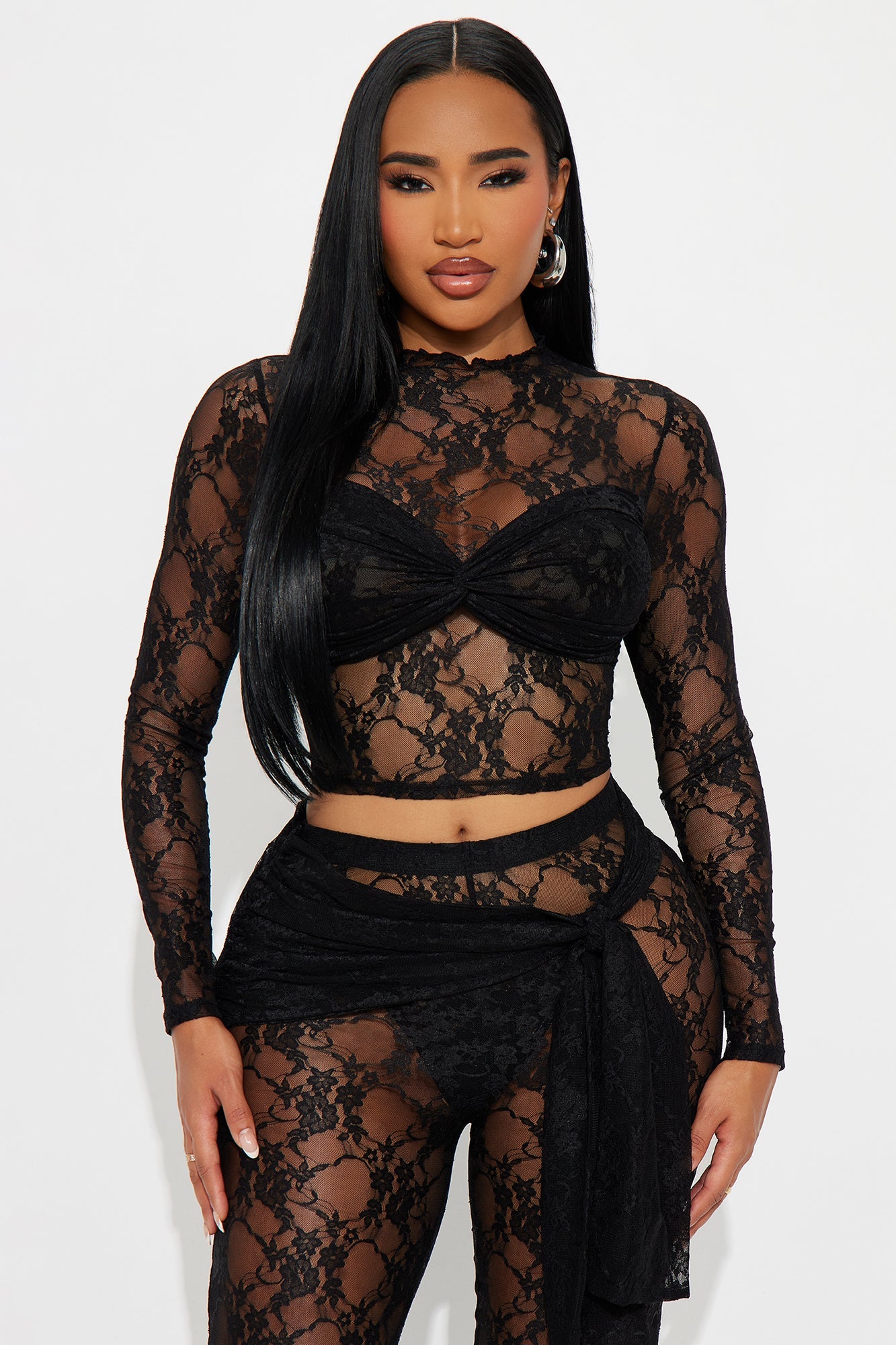 Rosalia Lace Pant Set - Black