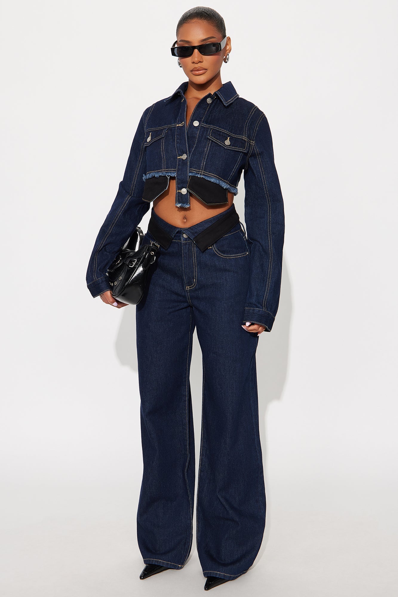 Nori Denim Washed Pant Set - Dark Denim