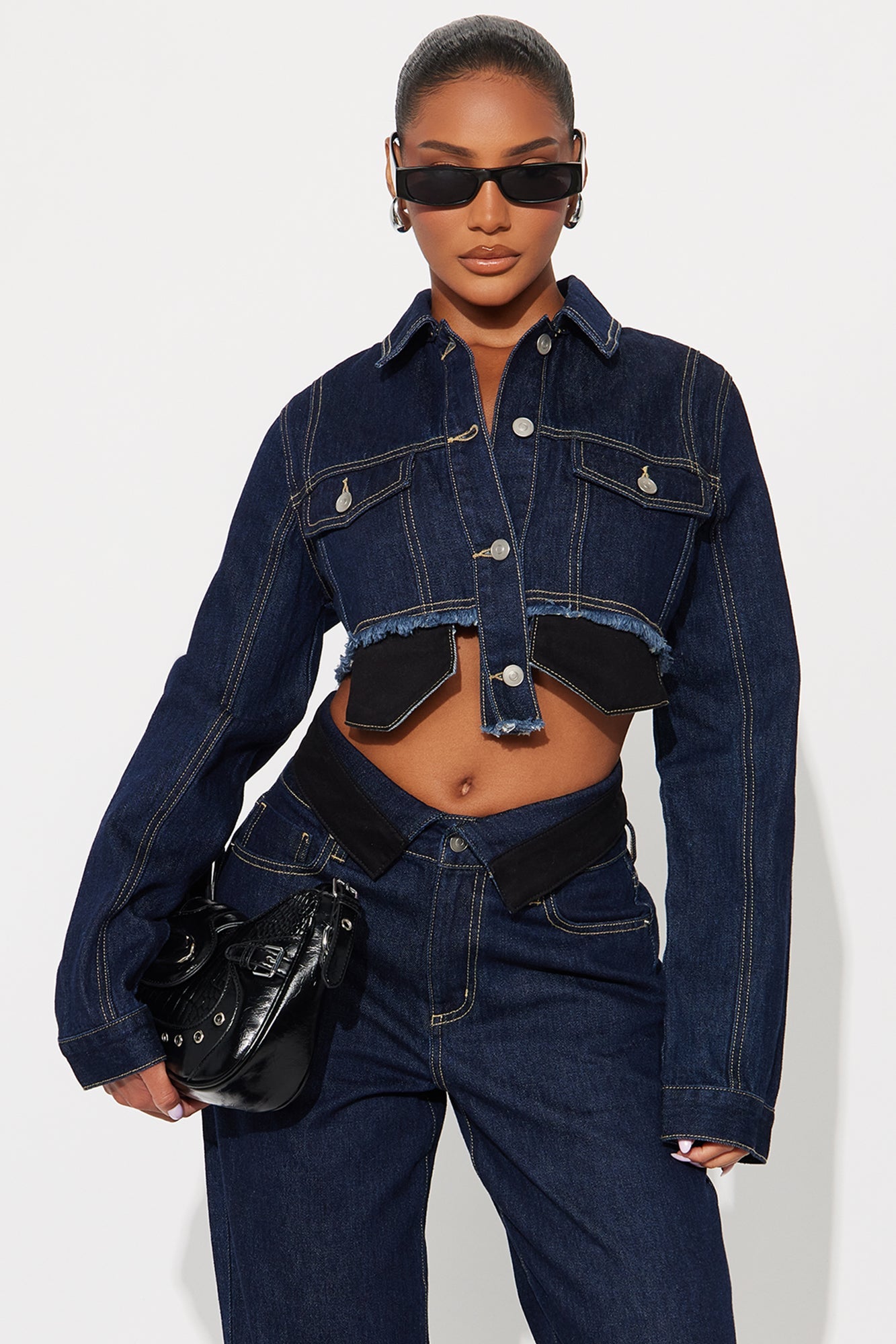 Nori Denim Washed Pant Set - Dark Denim