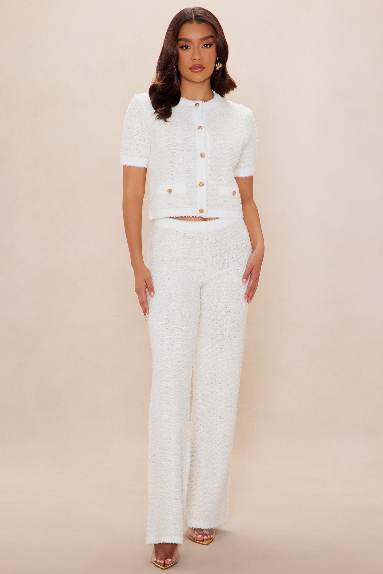 Keep It Polished Tweed Pant Set - Ivory