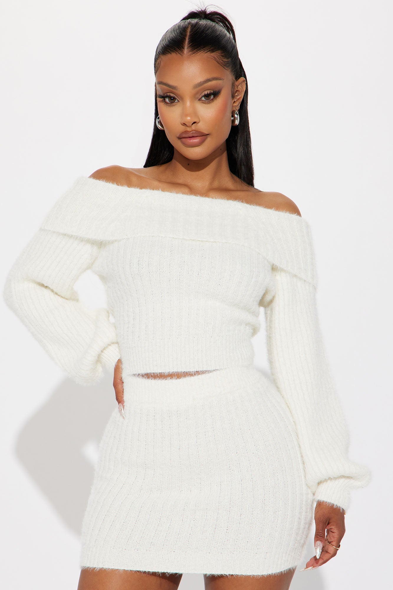 Elsa Fuzzy Skirt Set - Ivory