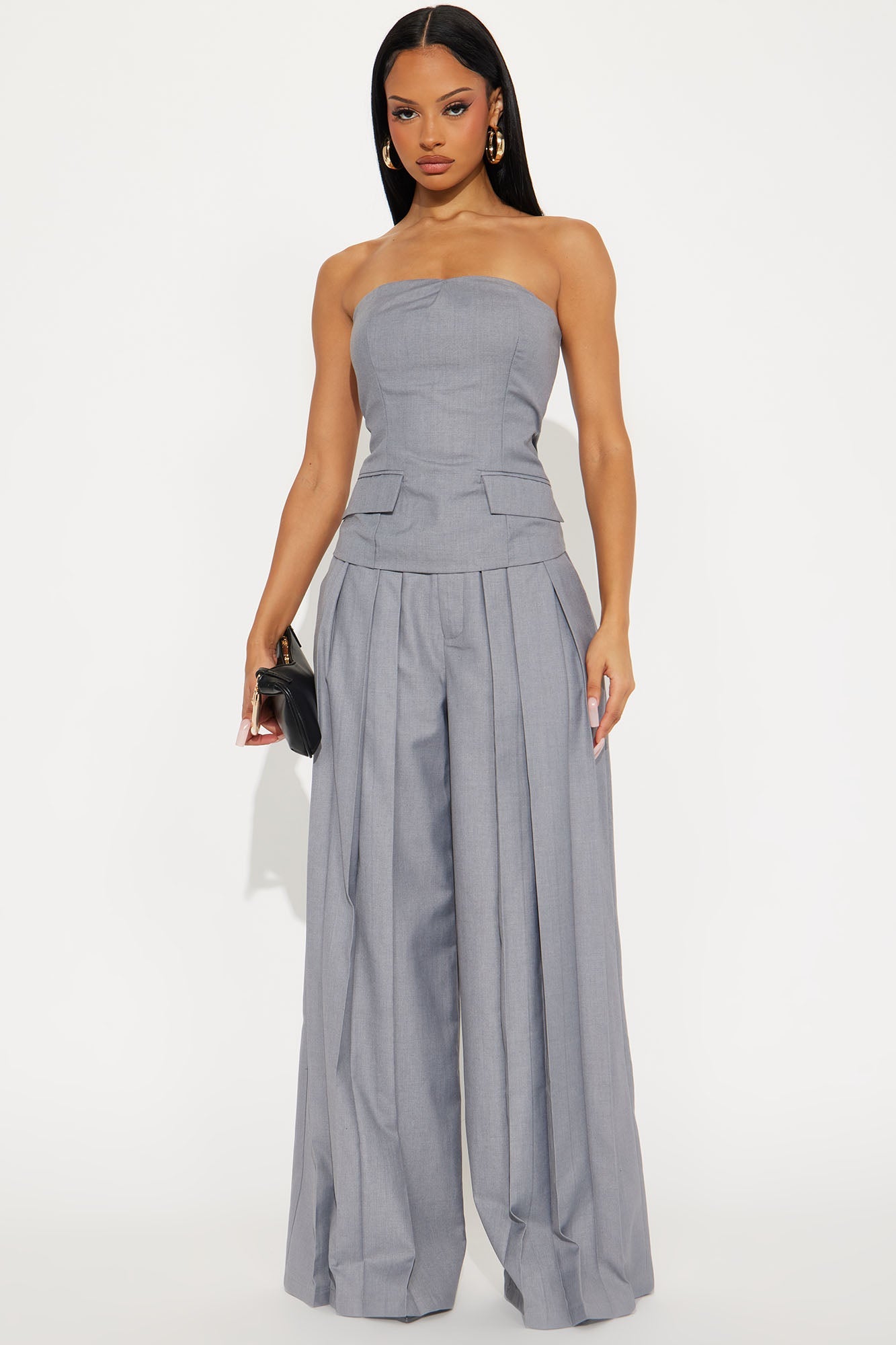 Final Statement Pleated Pant Set - Grey