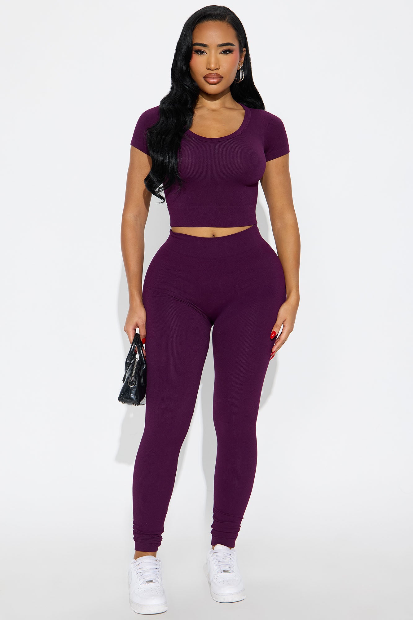 Alisa Seamless Legging Set - Eggplant