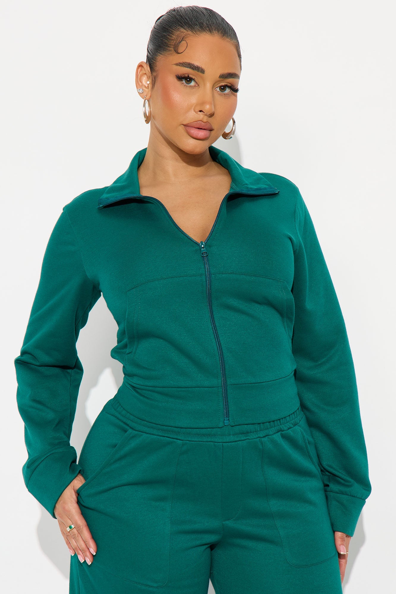 Blake Zip Up Fleece Pant Set - Hunter