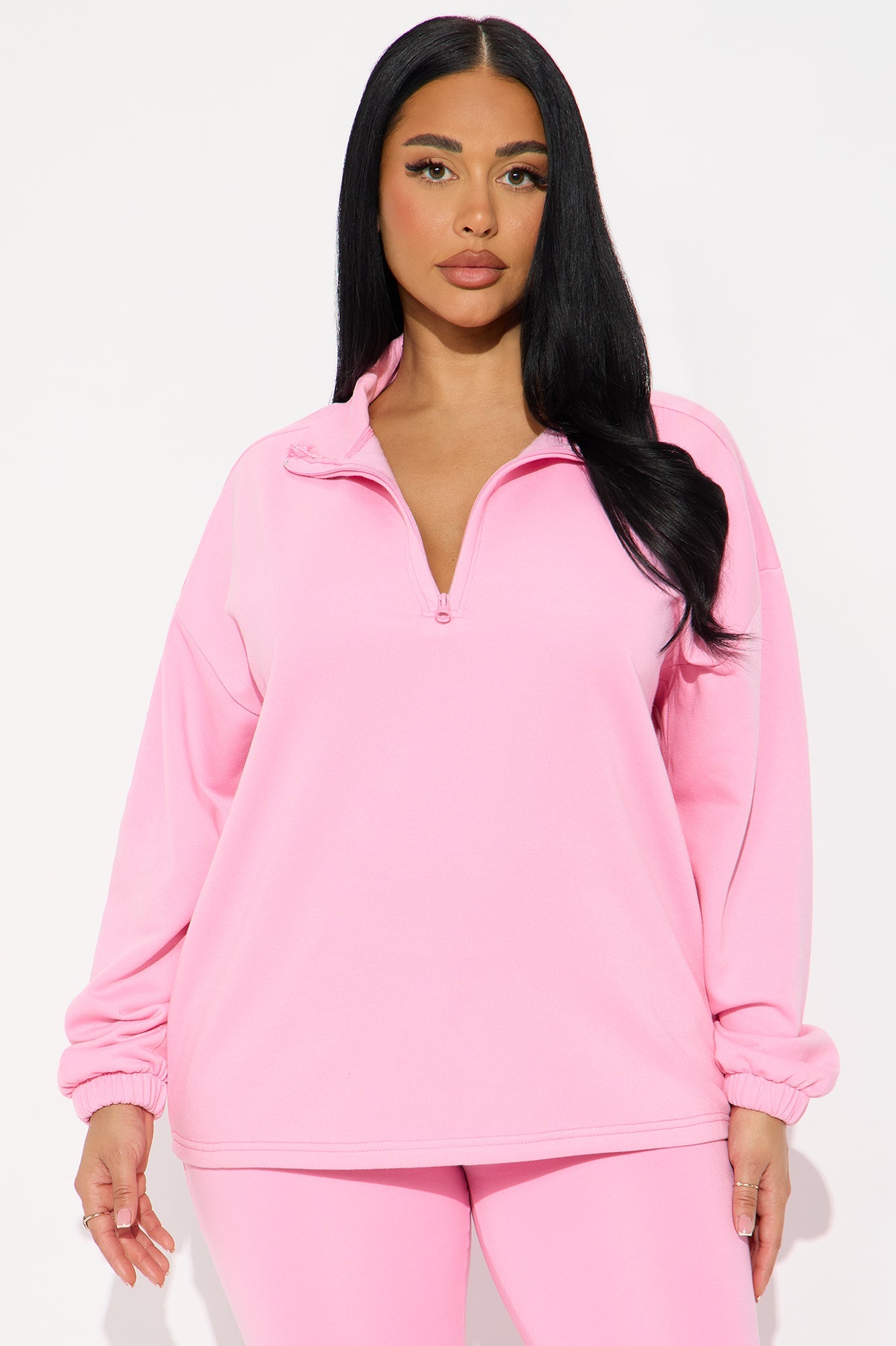Beverly Quarter Zip Fleece Pant Set - Pink