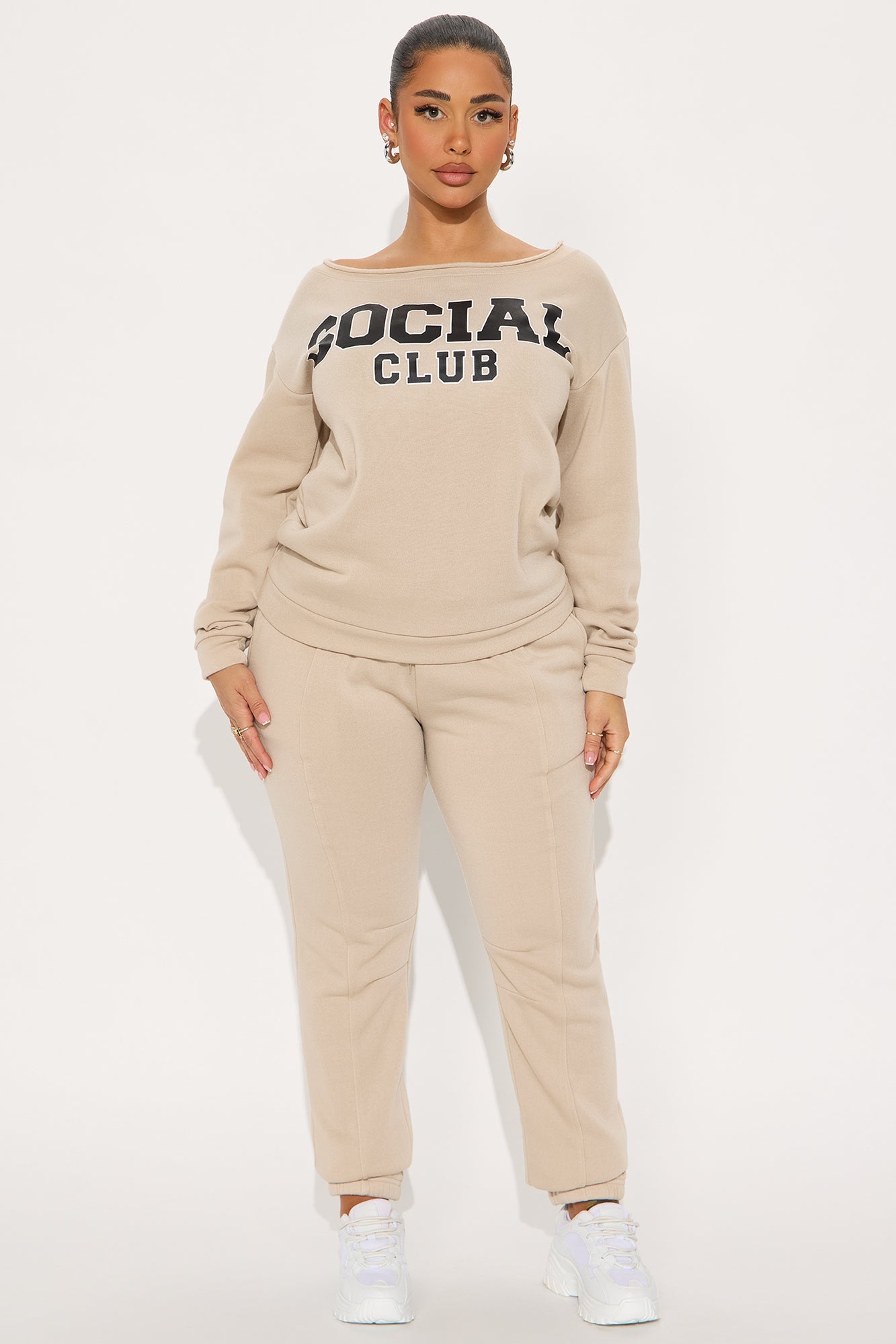 Social Club Fleece Jogger Set - Stone