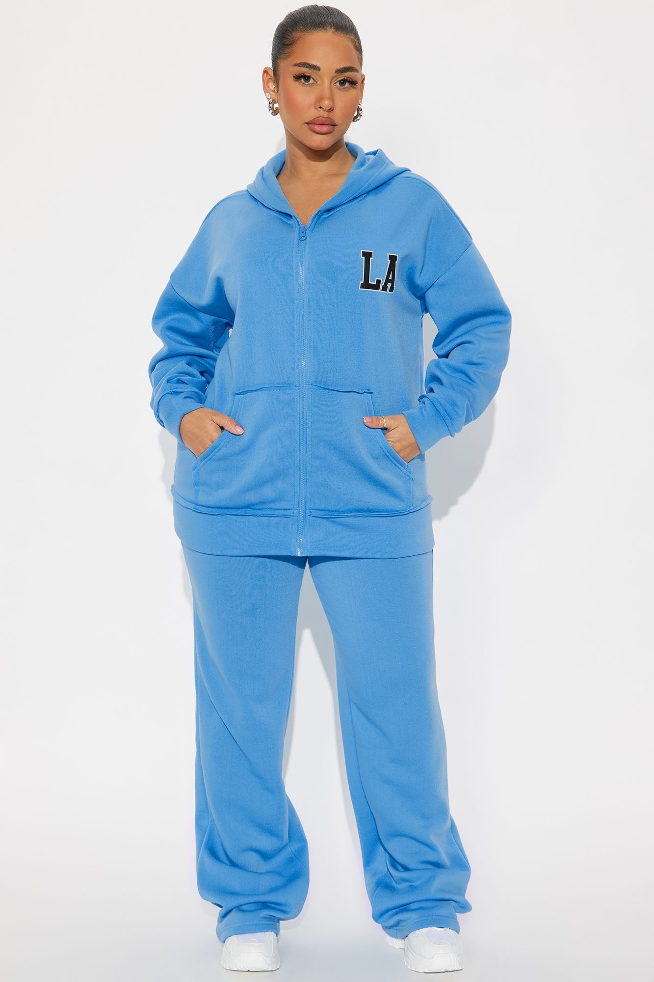 LA Oversized Fleece Pant Set - Blue