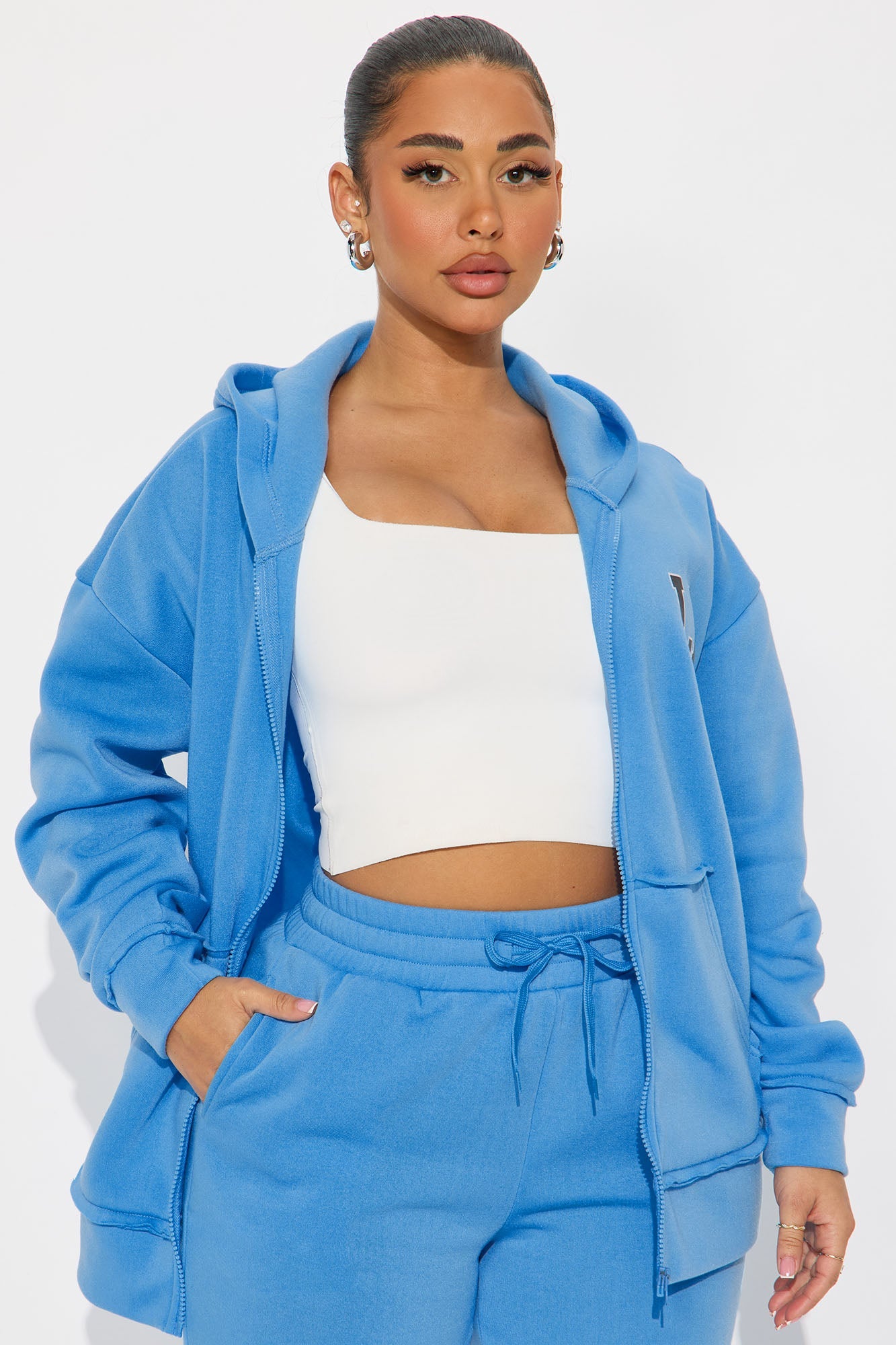 LA Oversized Fleece Pant Set - Blue