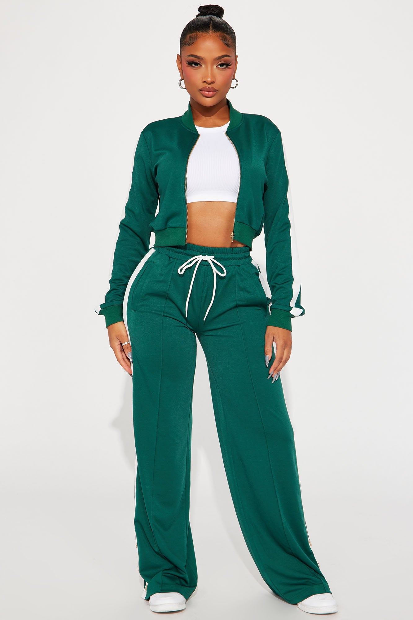 Hanging Out Later Track Pant Set - Hunter