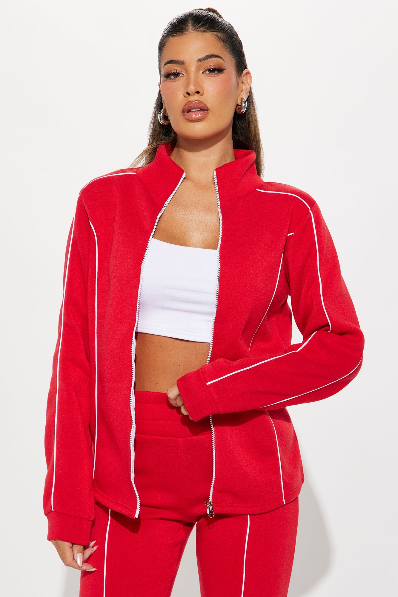 Kassidy Fleece Pant Set - Red