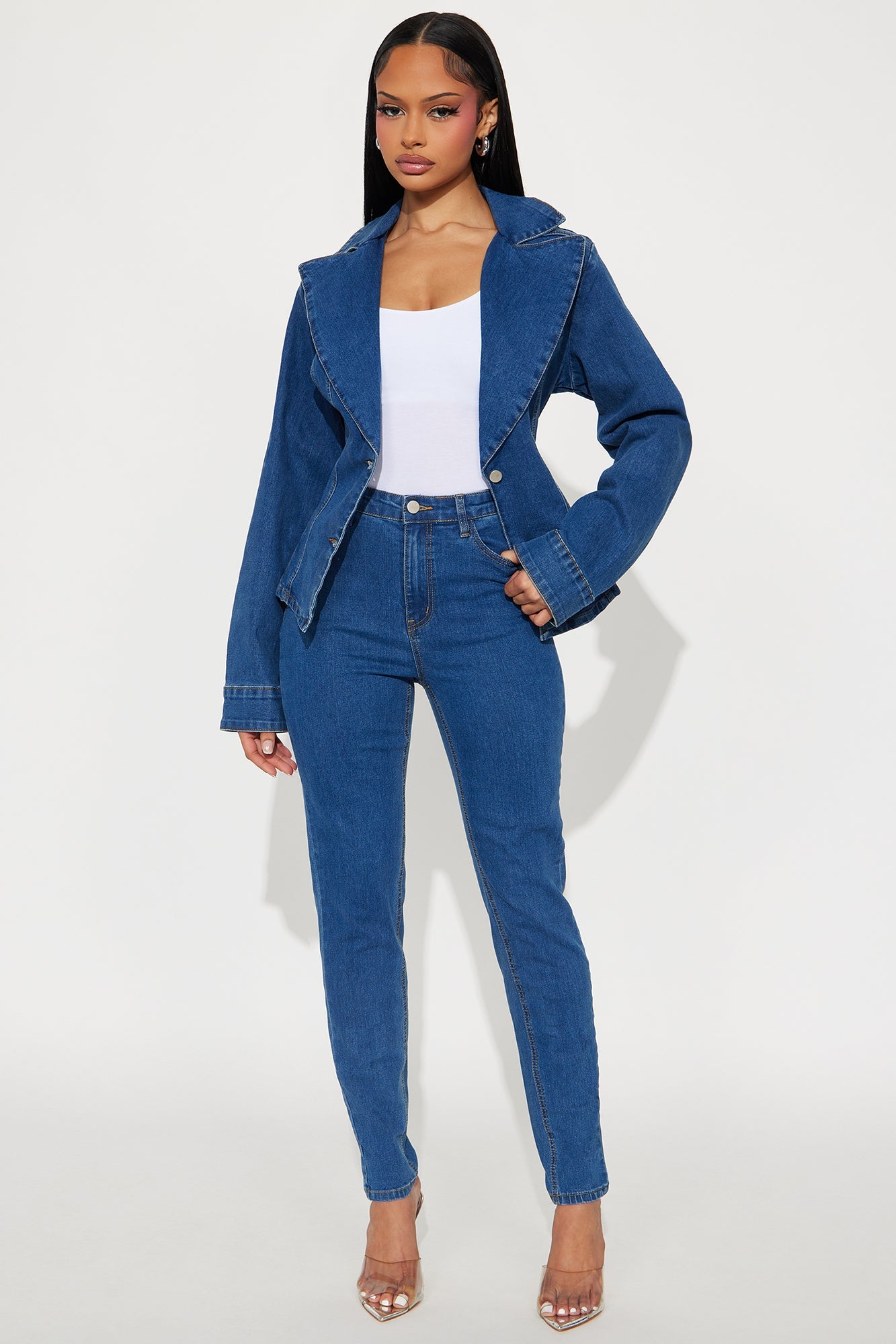 Beverly Bodysuit Denim Pant Set - Medium Wash