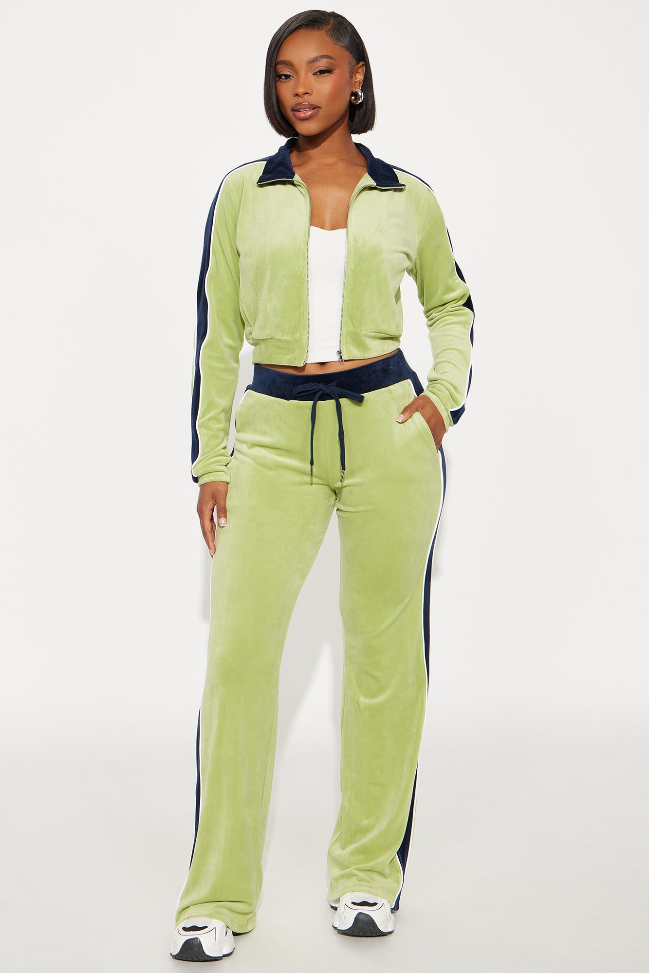 Los Angeles Livin' Velour Pant Set - Green