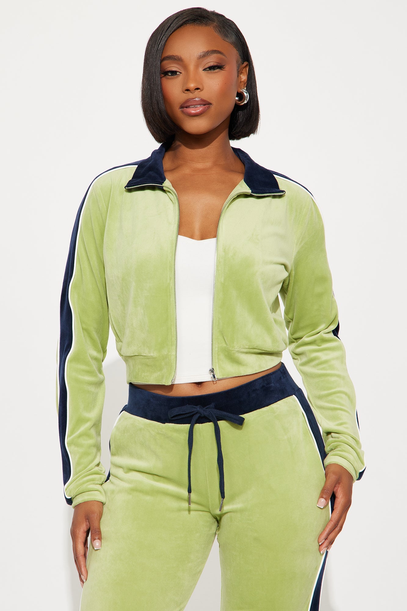 Los Angeles Livin' Velour Pant Set - Green