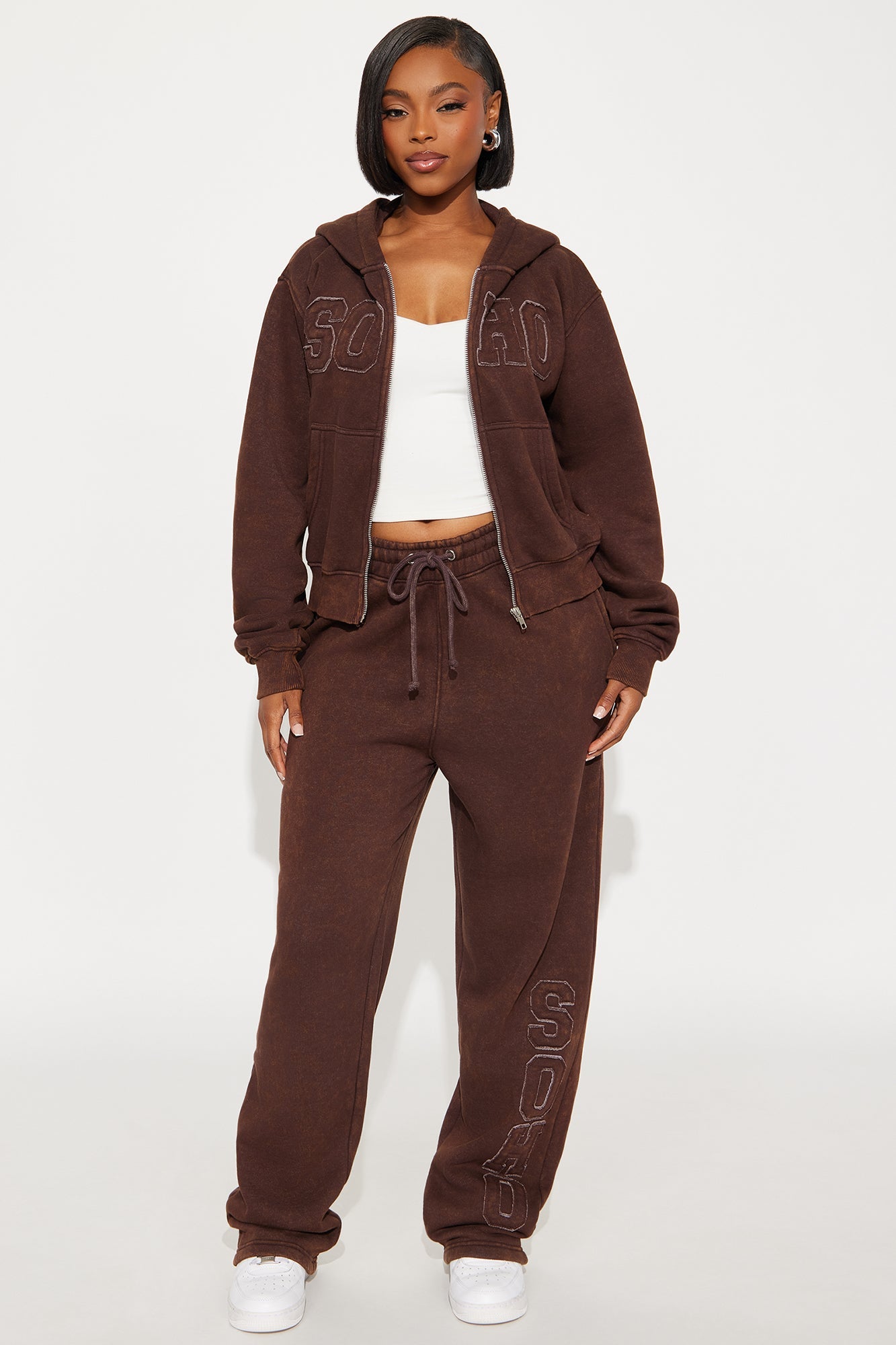 Soho Strollin' Fleece Pant Set - Brown