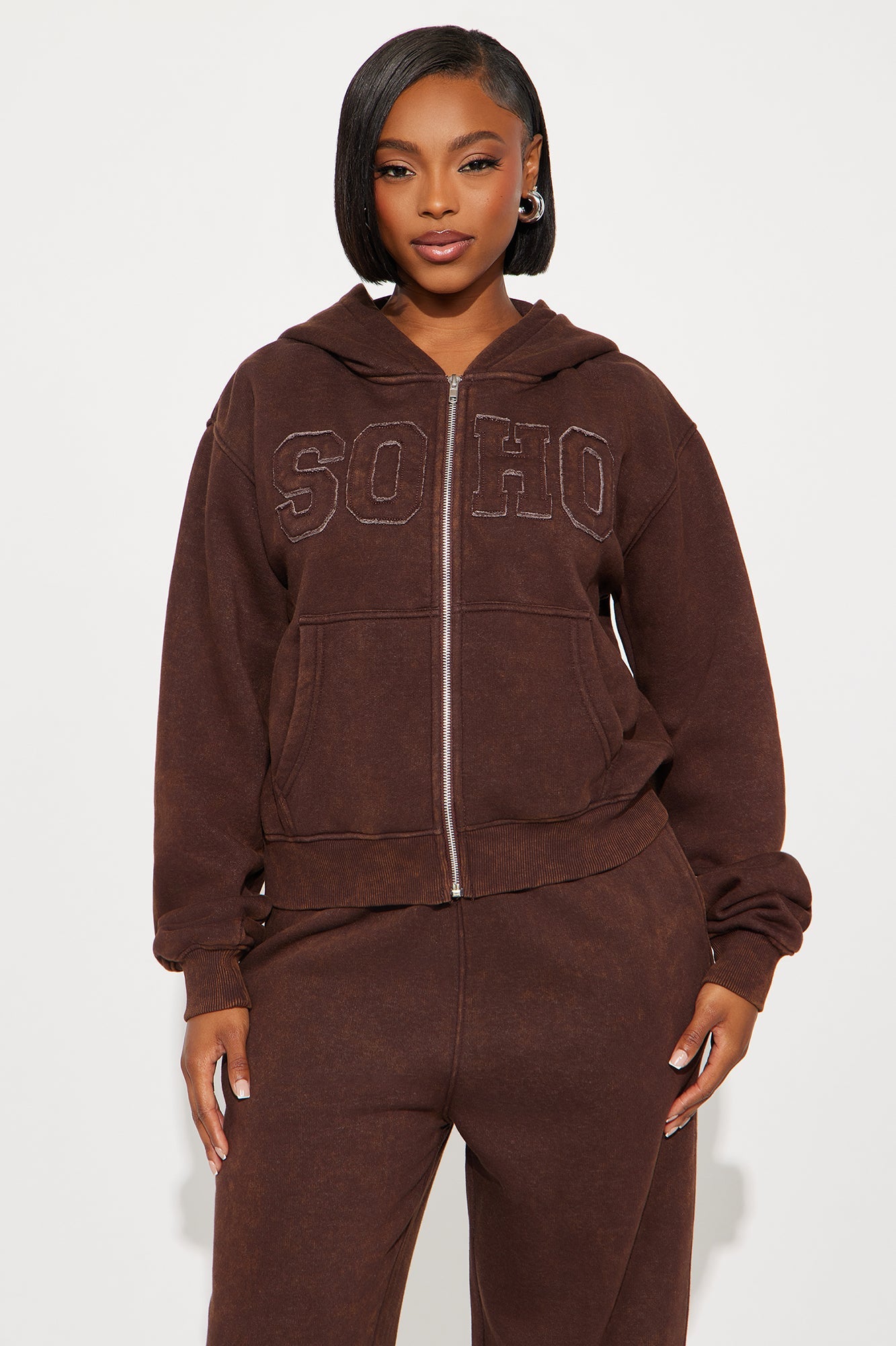 Soho Strollin' Fleece Pant Set - Brown