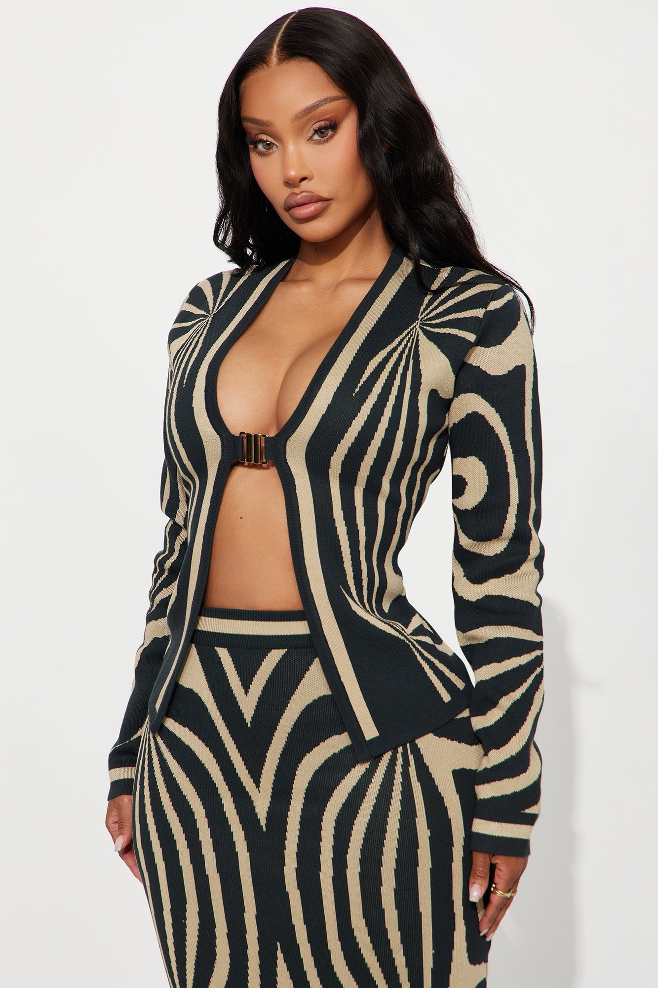 Cameron Sweater Cardigan Midi Skirt Set - Hunter