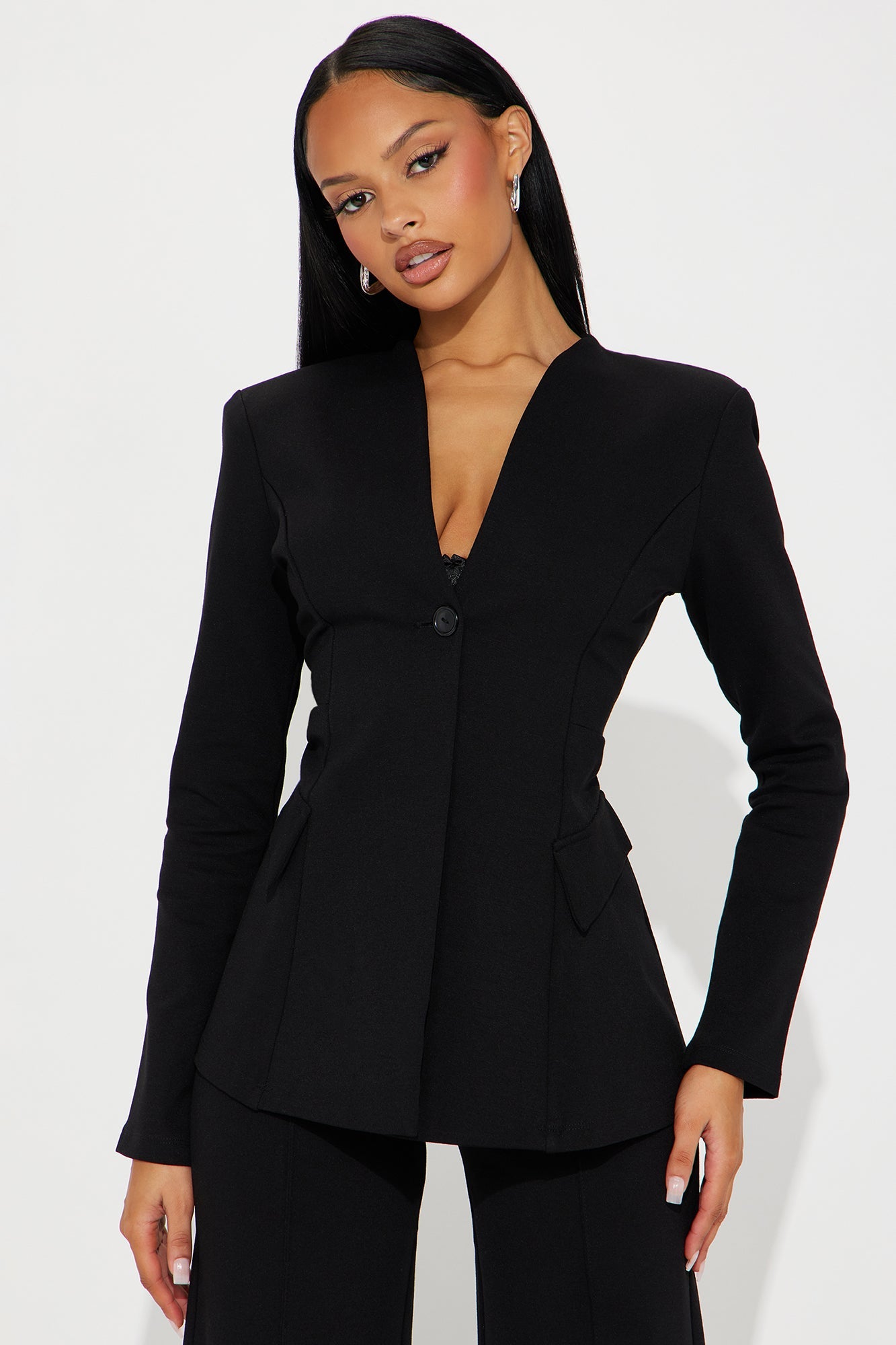 Believe It Blazer Pant Set - Black