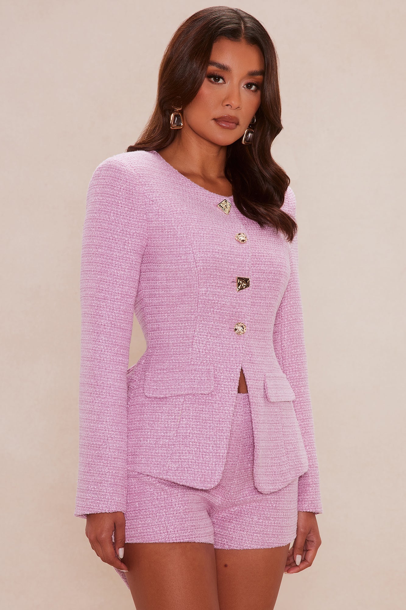 Emmeline Tweed Short Set - Pink