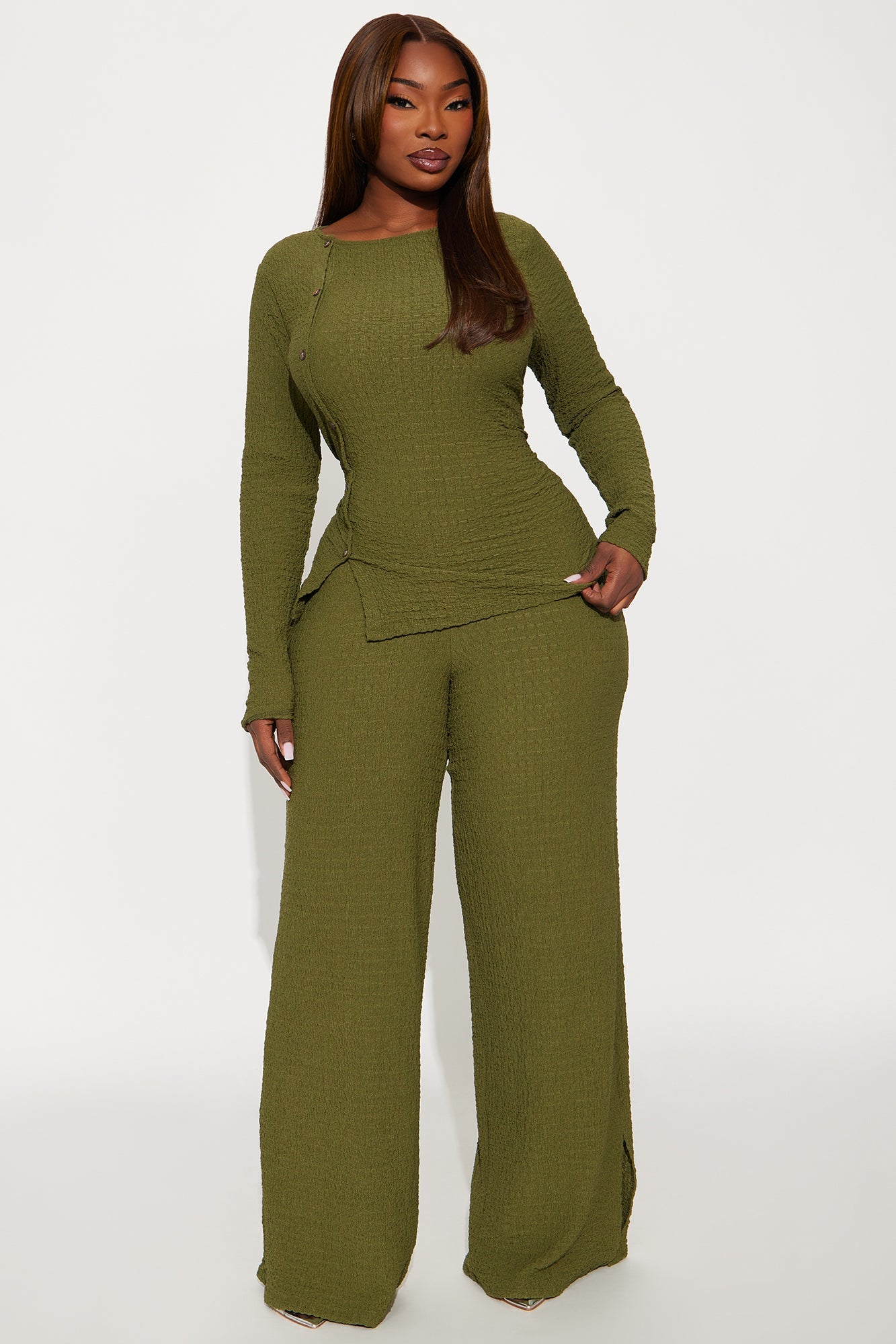 Zakai Textured Pant Set - Olive