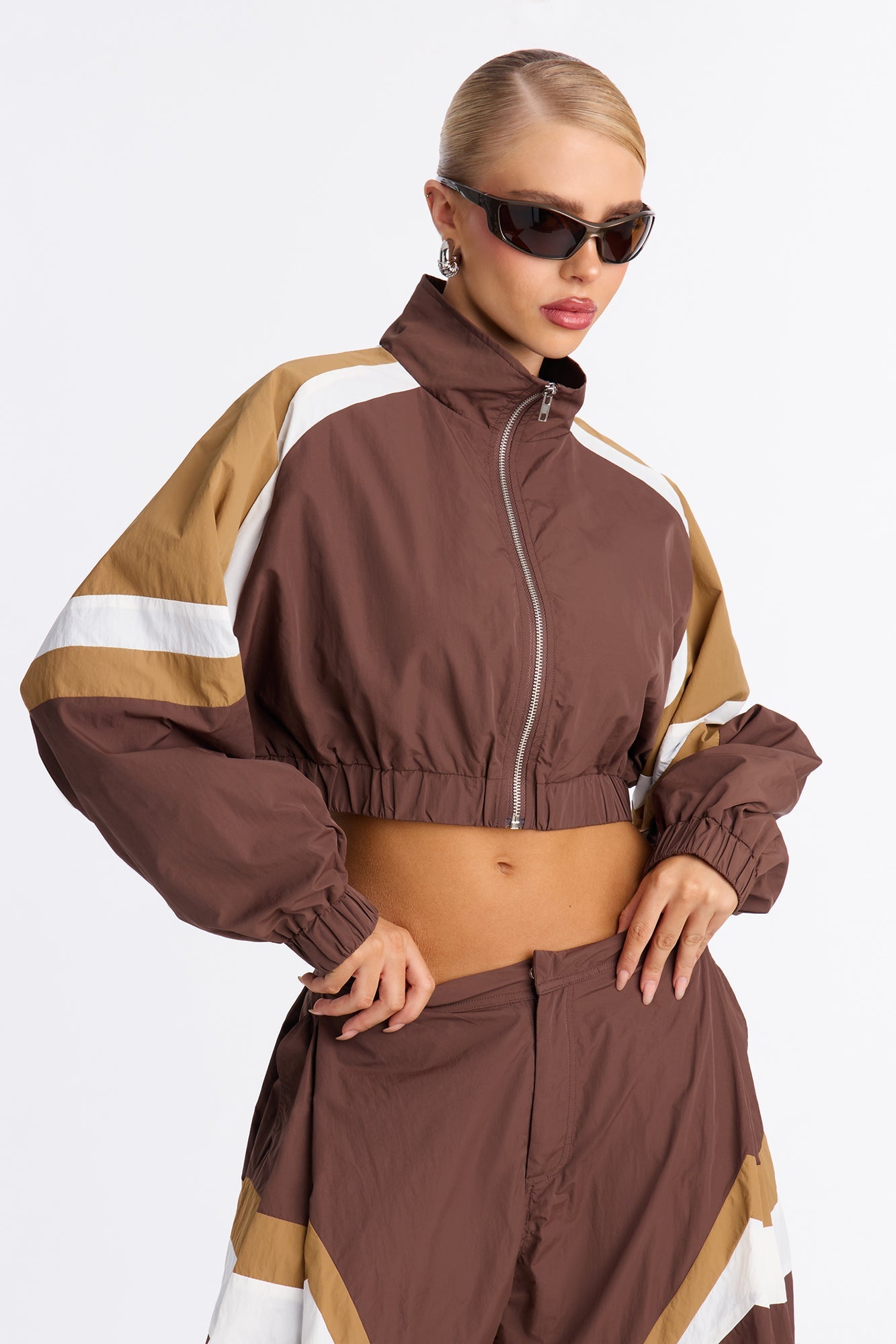 On The Move Barrel Leg Pant Set - Chocolate/Combo