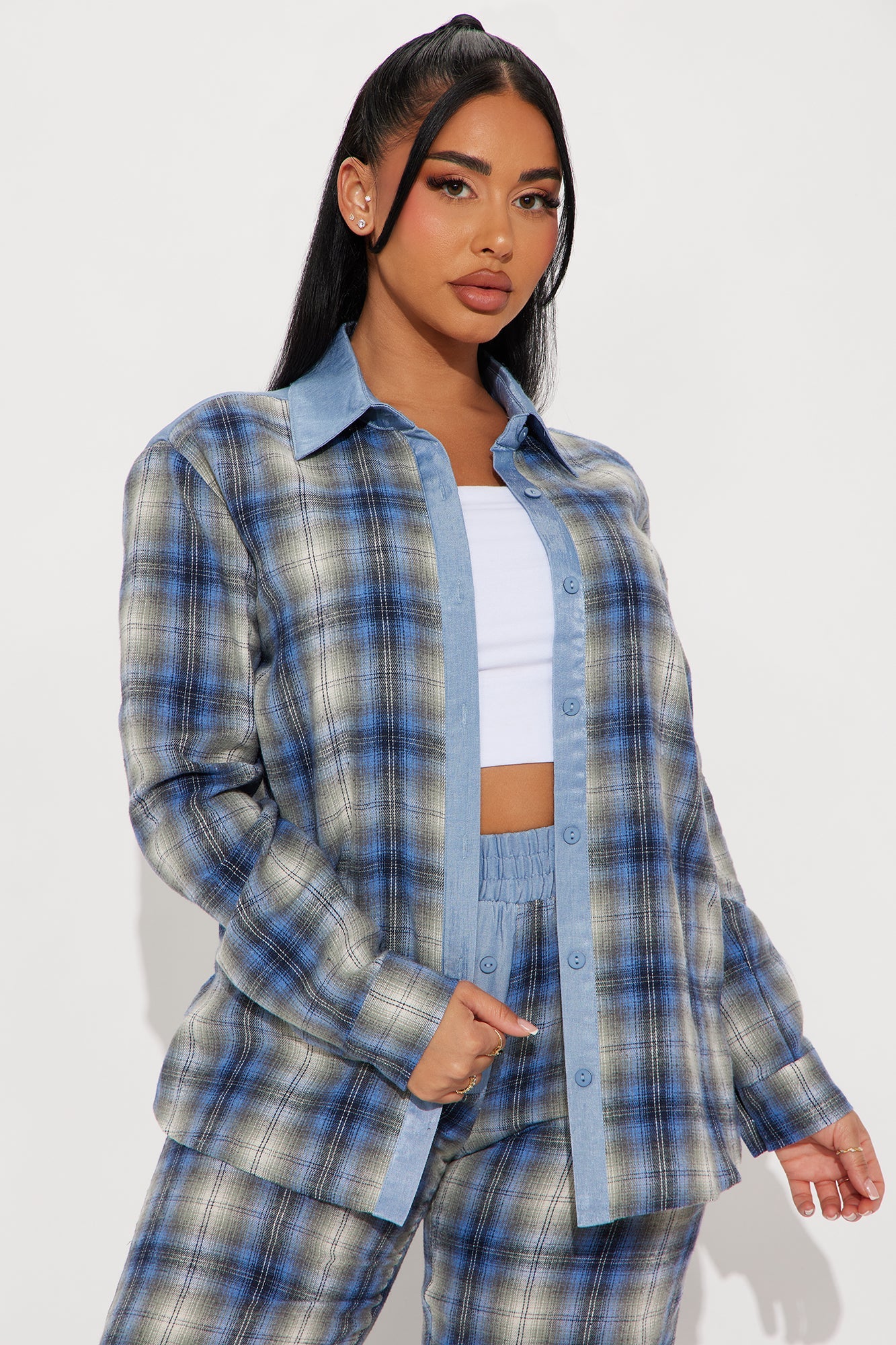 In the Mix Flannel Boxer Pant Set - Blue/combo