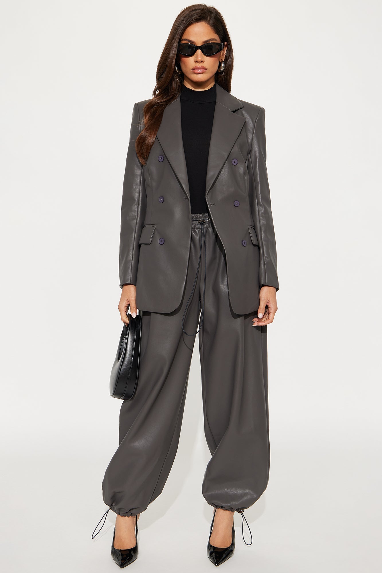 Daria Blazer Balloon Pant Set - Grey