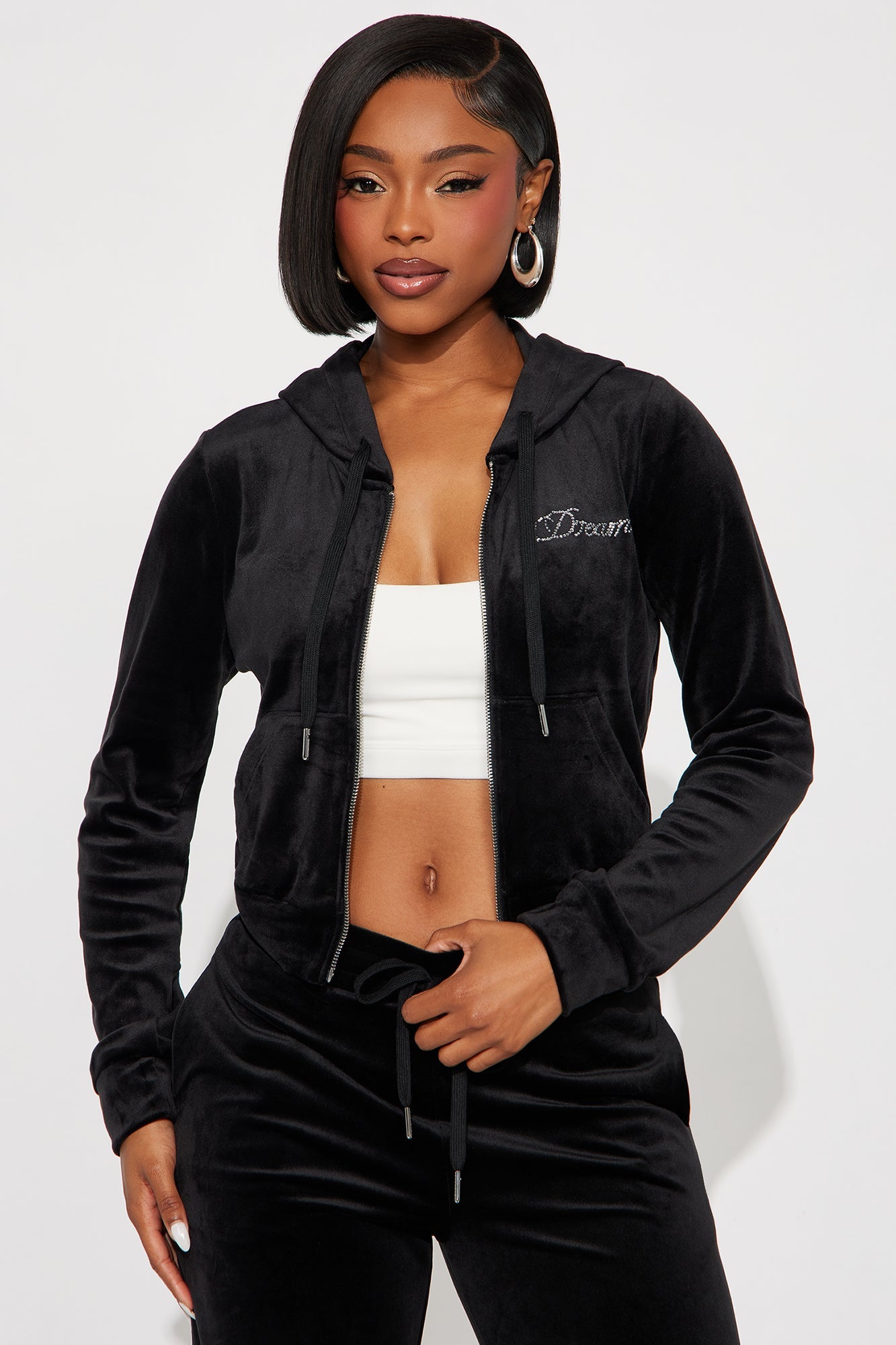 Dream Girl Velour Pant Set - Black