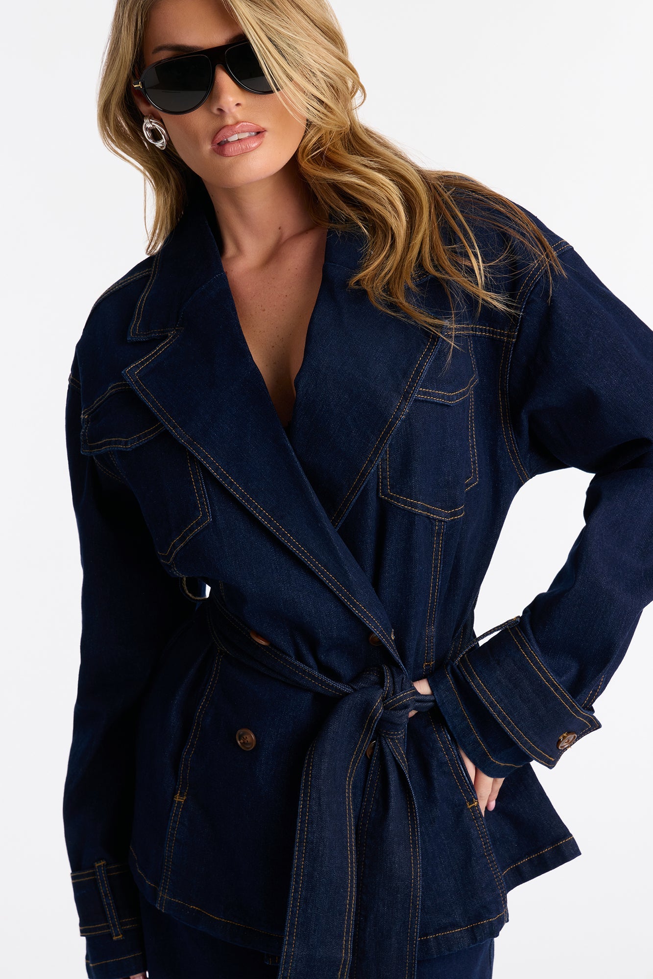 In The Trench Denim Pant Set - Dark Wash