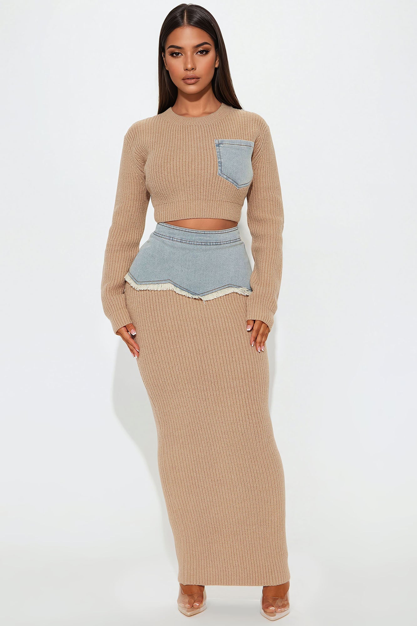 Rhea Sweater Midi Skirt Set - Mocha