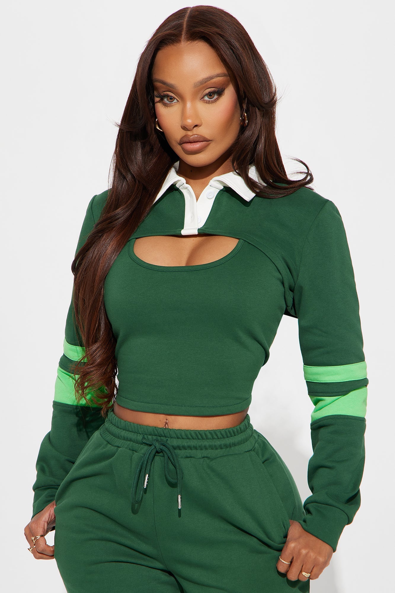 Academia Polo 3 Piece Sweatsuit Set - Green