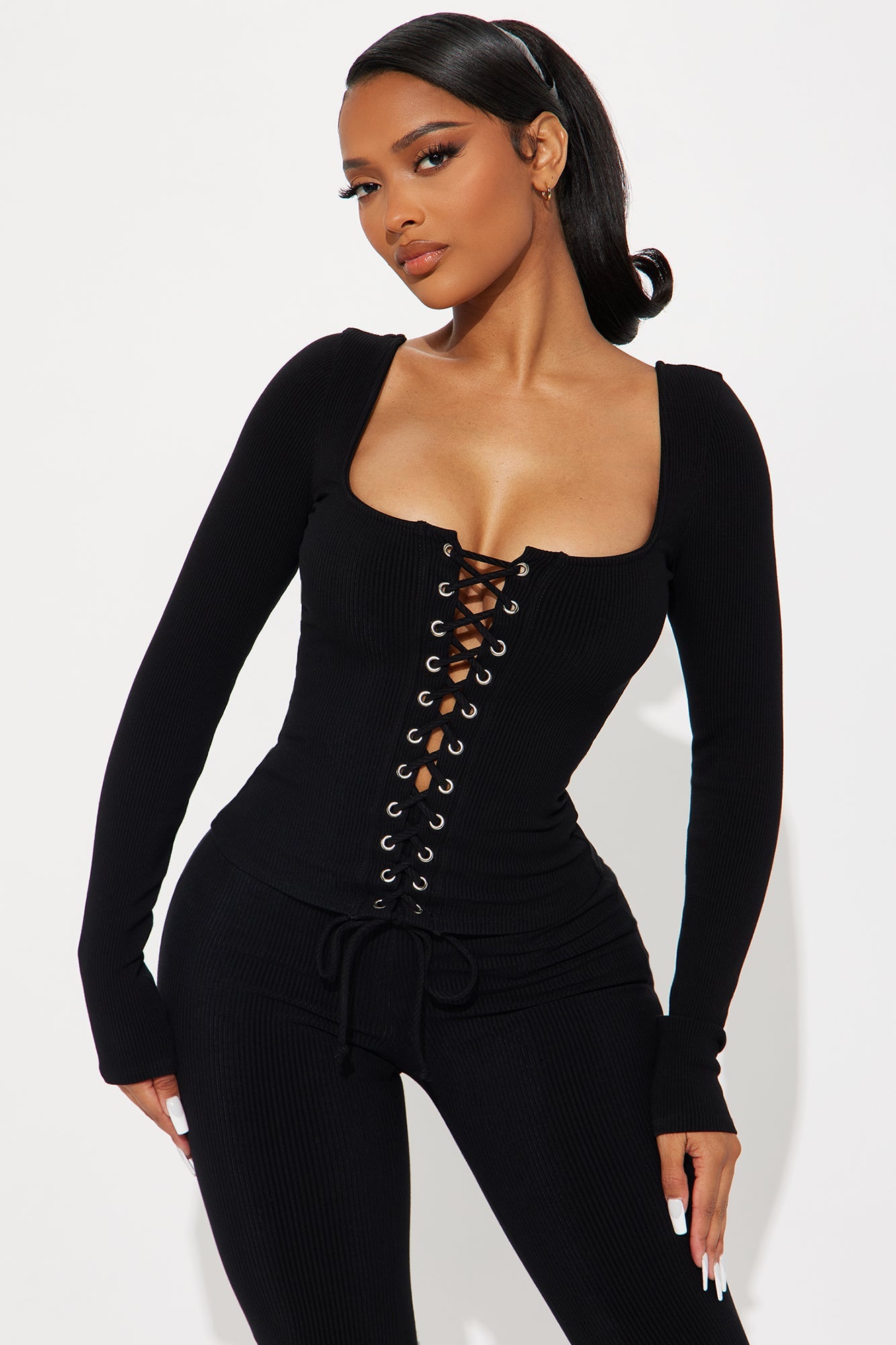 Cerena Snatched Capri Pant Set - Black